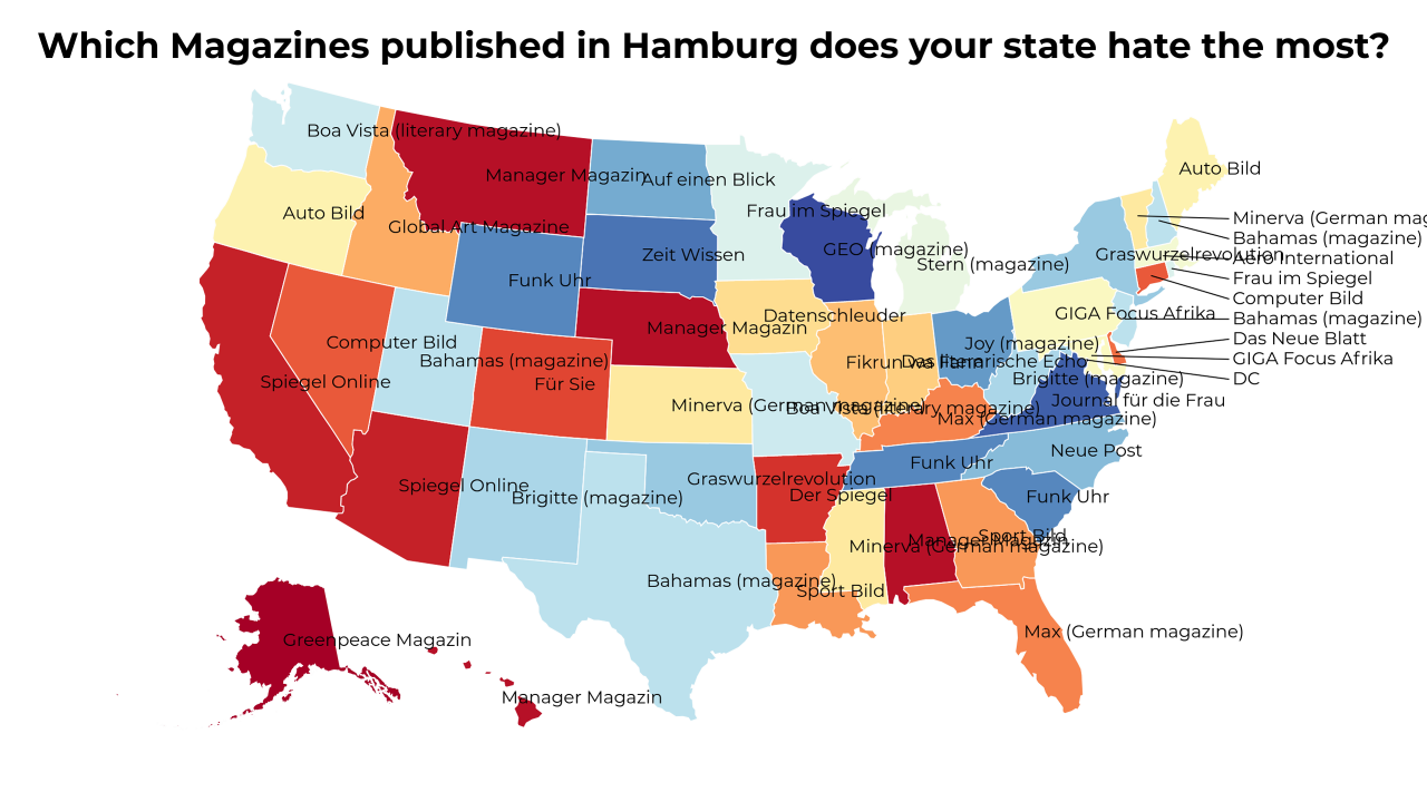 Magazines published in Hamburg map