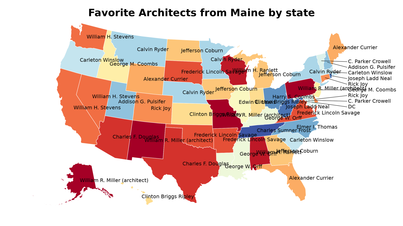 Architects from Maine map