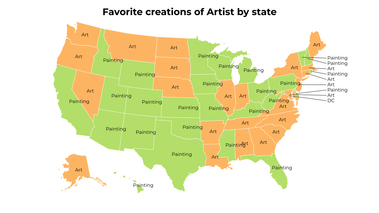 creations of Artist map