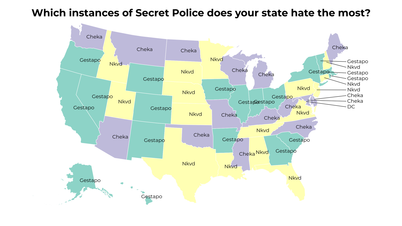 instances of Secret Police map
