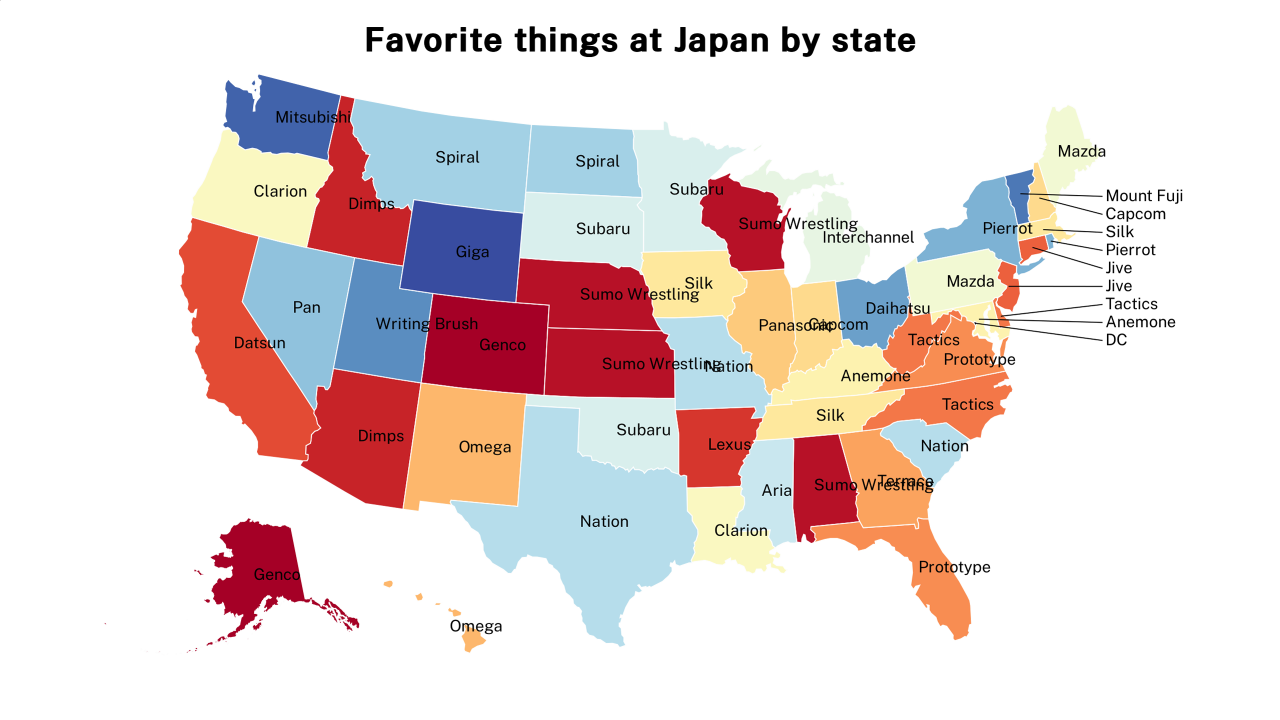 things at Japan map