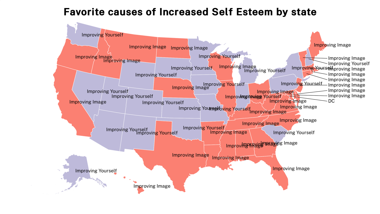 causes of Increased Self Esteem map