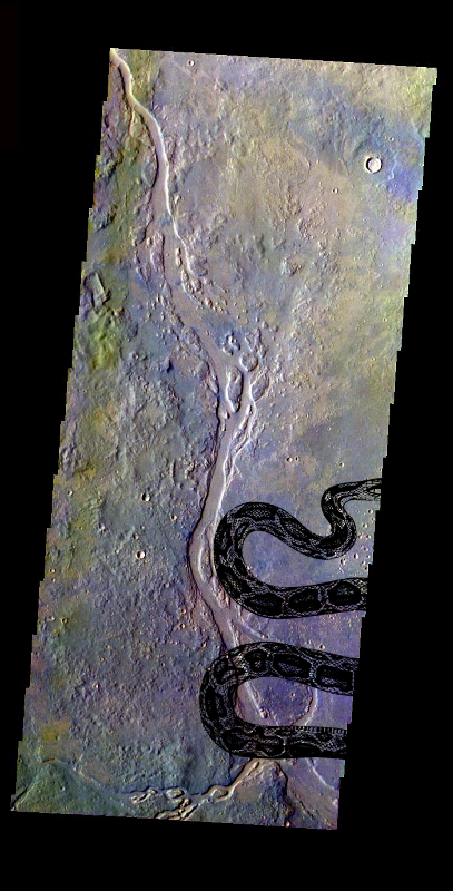 ??? + Channel with Island in False Color. PIA05663
