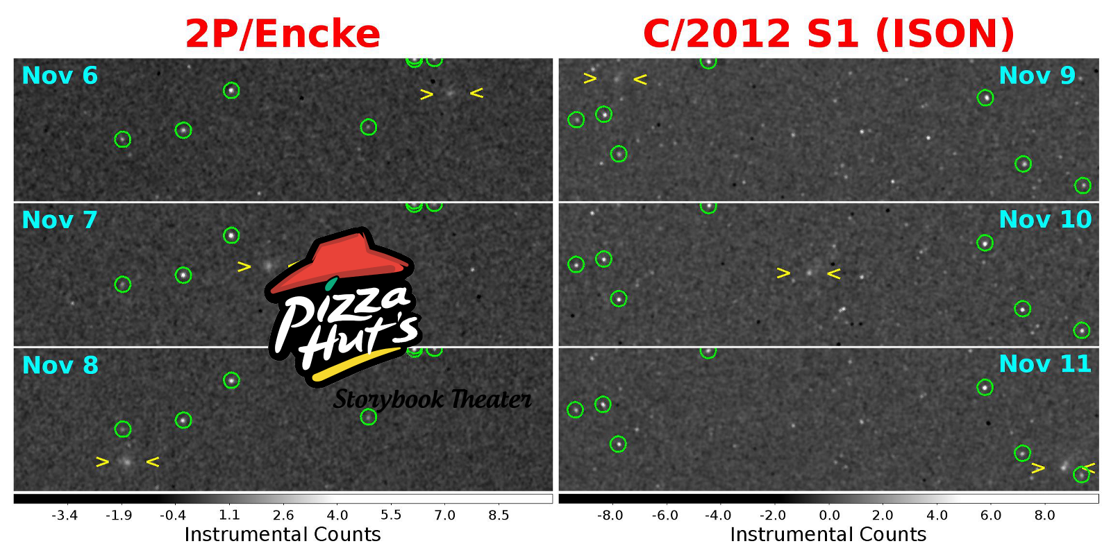 Something Strange + MESSENGER First Images of Comets Encke and ISON. PIA17693