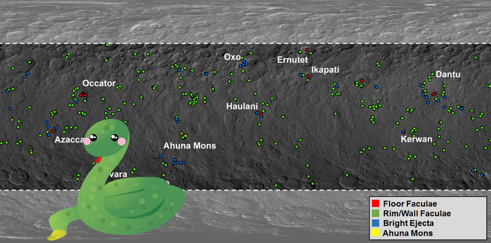 A Mystery | Map of Ceres' Bright Spots PIA21914