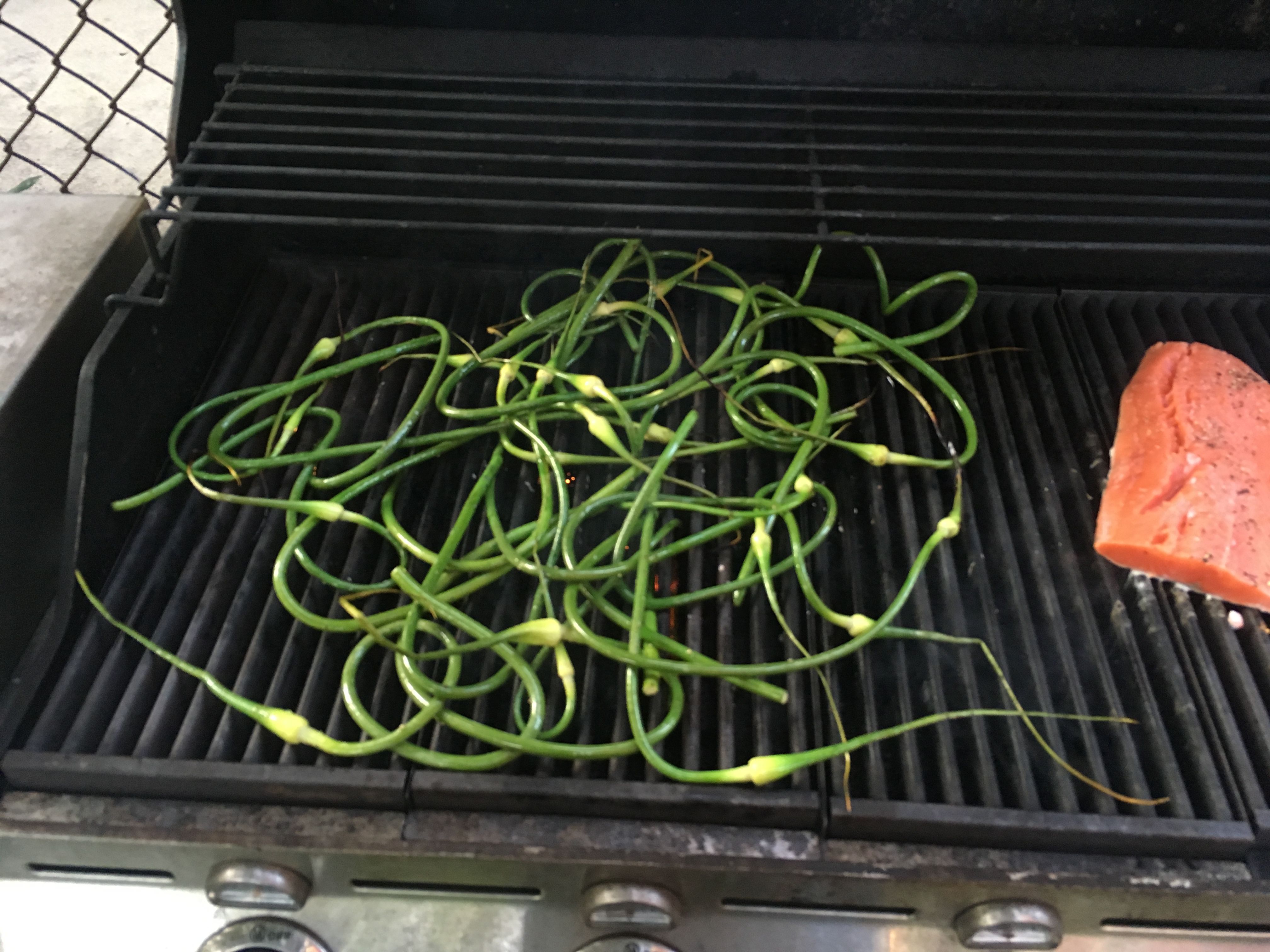 I like that garlic scrapes that have garlic flavor (and stewed garlic texture when cooked) grown in 