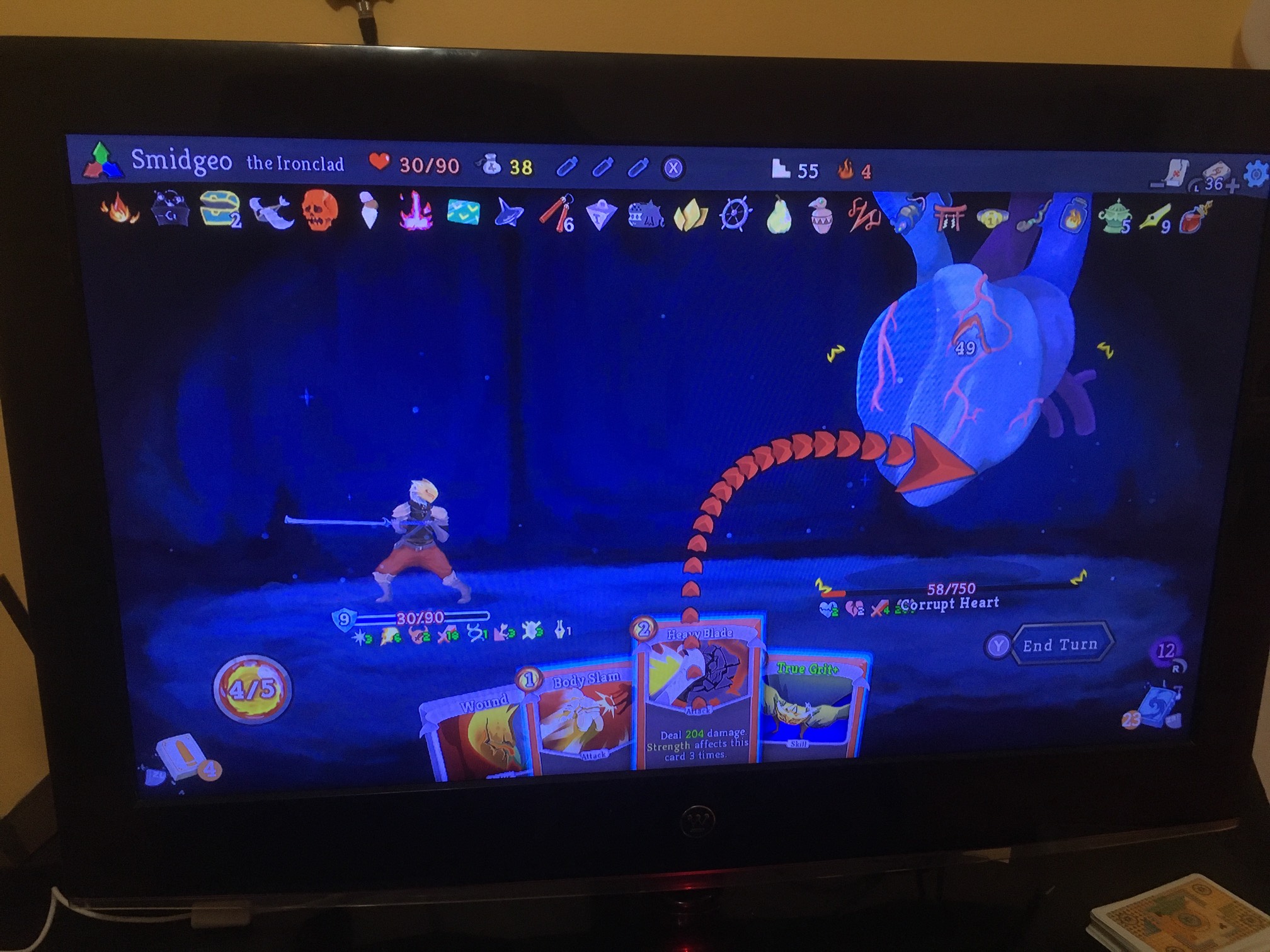 Hey, I beat Slay the Spire with fighter guy again. (Statistically, I’m better with Robot or Thief.) 