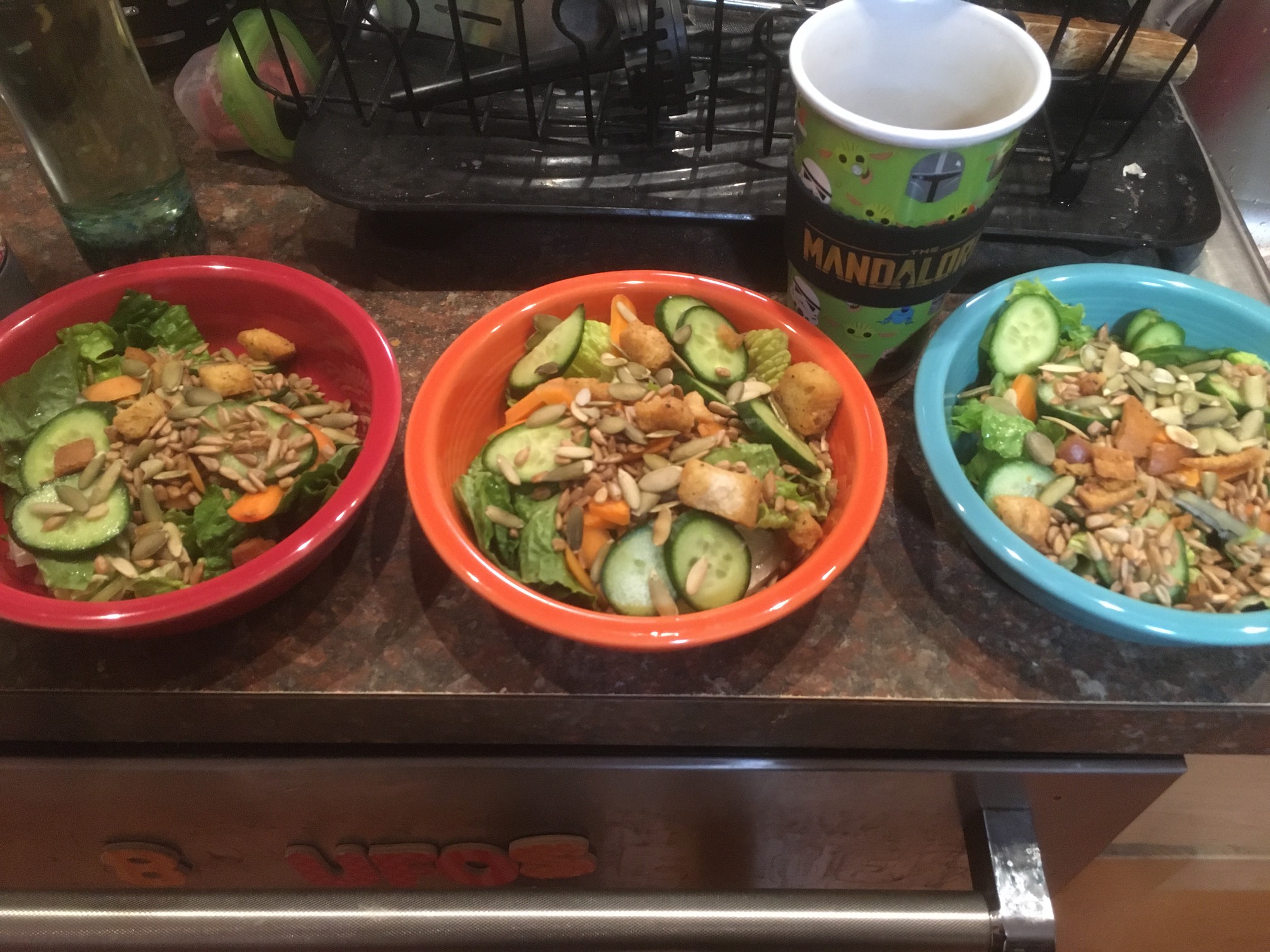 Admittedly, we often have two-ingredient salads around here. So, these are, like, deeeeluxe!