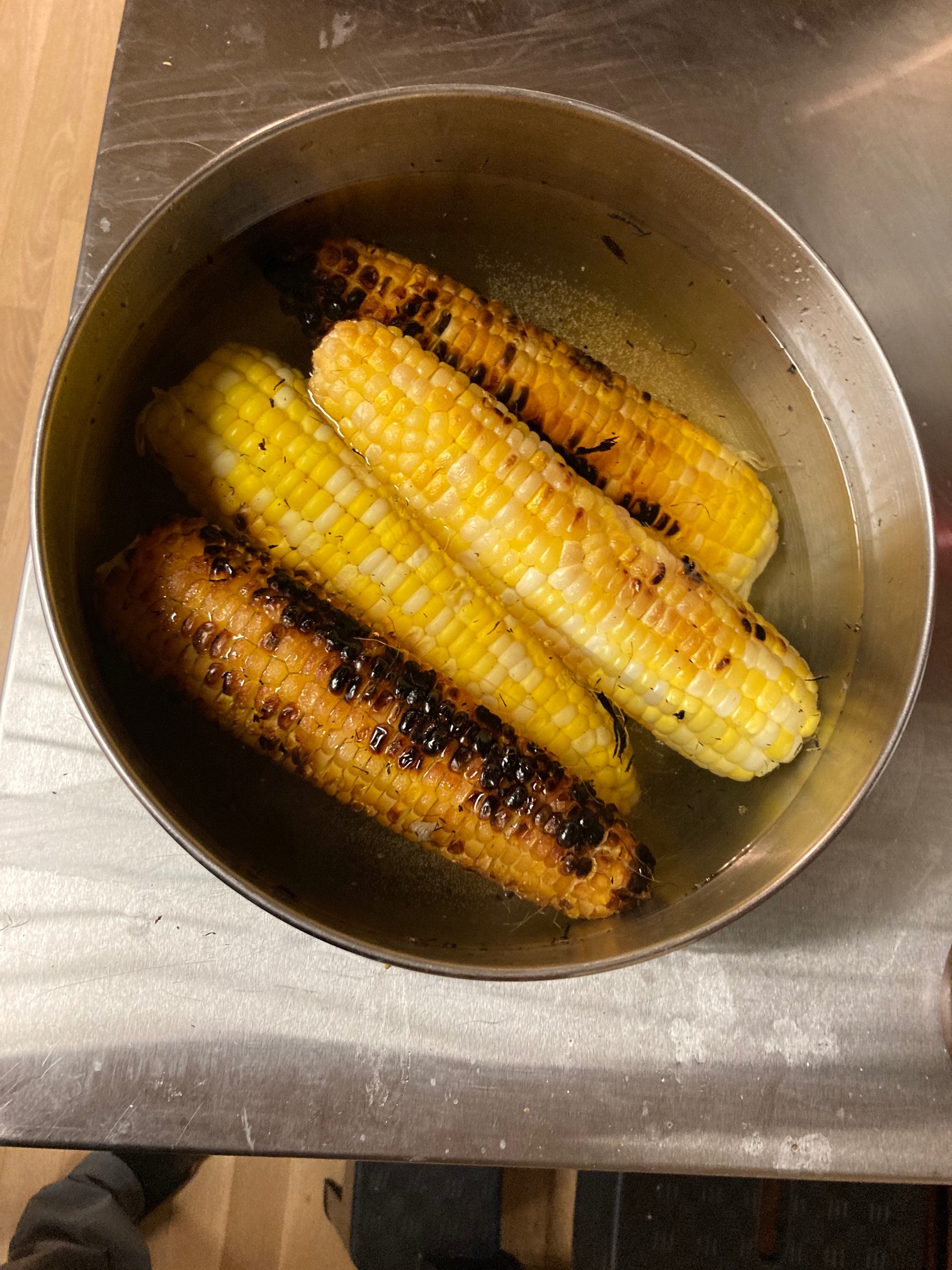 I tried a thing I heard about from Amin in which you dip grilled corn in salt water. It was pretty g