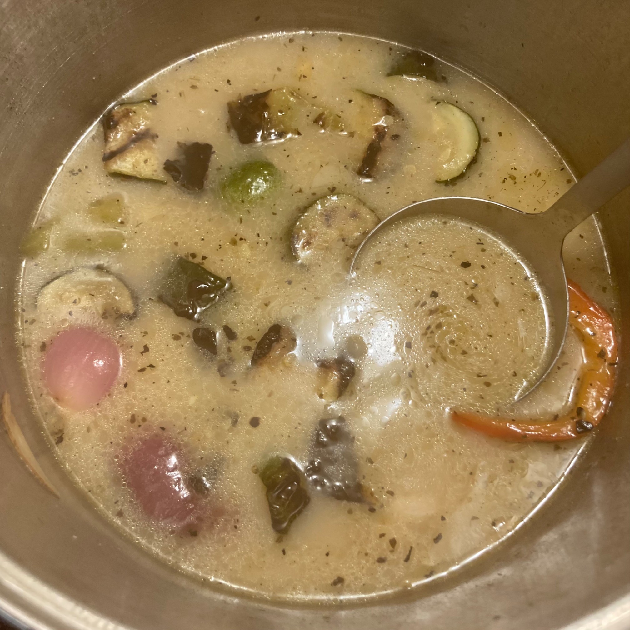 I improvised some soup, which turned out well. Usually, me improvising cooking ends in downfall. It’