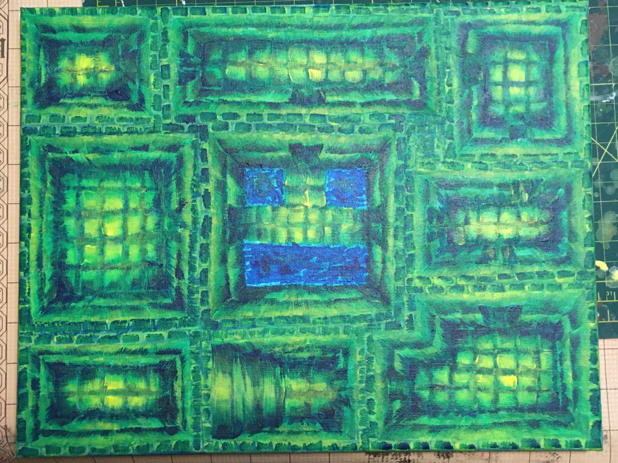 I wanted it to be a bit more green so I tried washing it with a watery green. I was hoping for somet