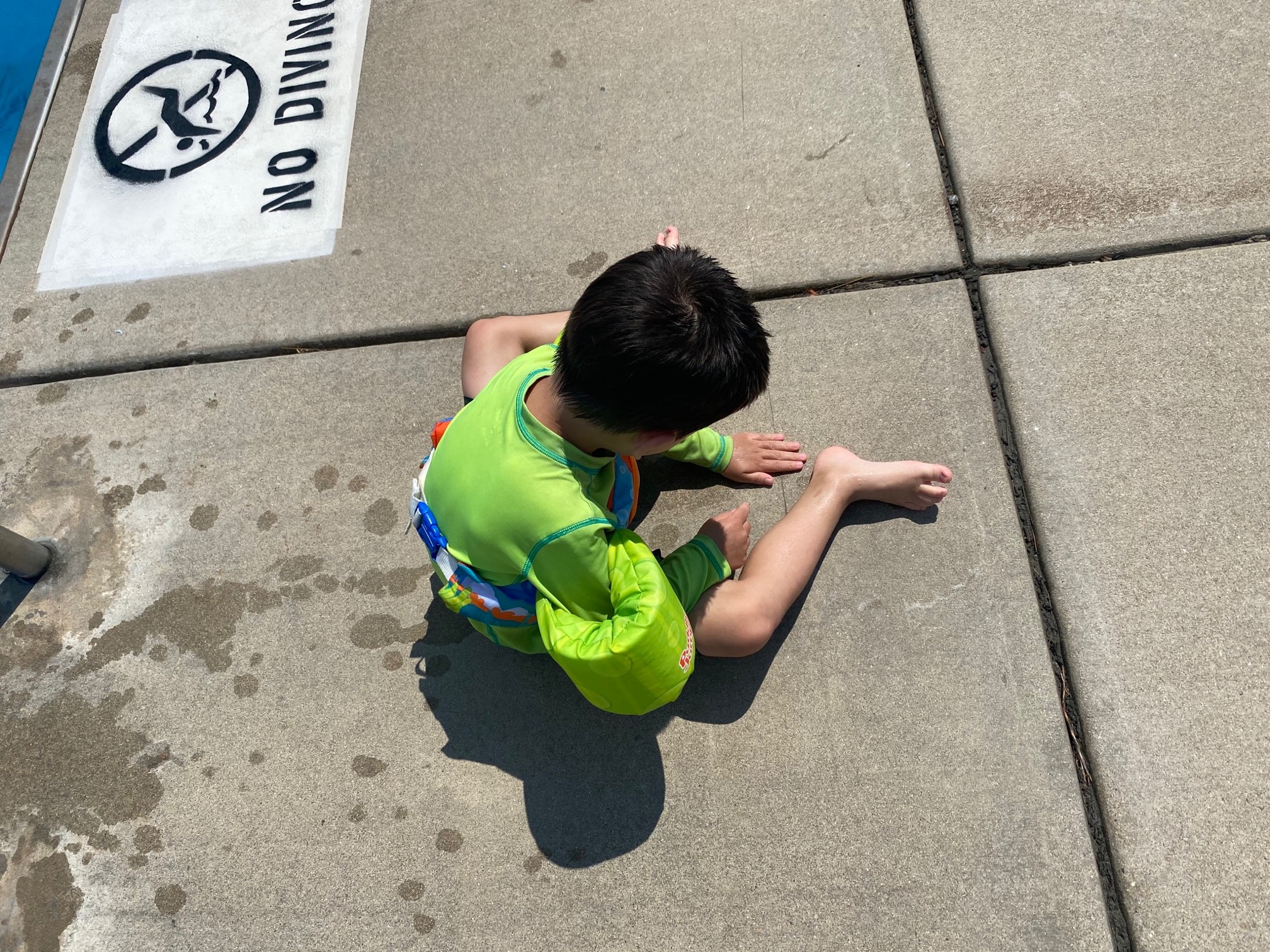 The guy’s been trying to go to the pool for three days. Yesterday and the day before, the pools was 