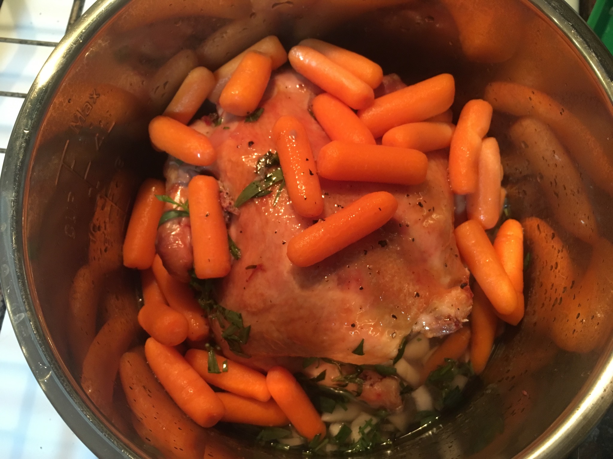 Realized we no longer have a meat thermometer anymore, so I'm finishing this tarragon chicken in the
