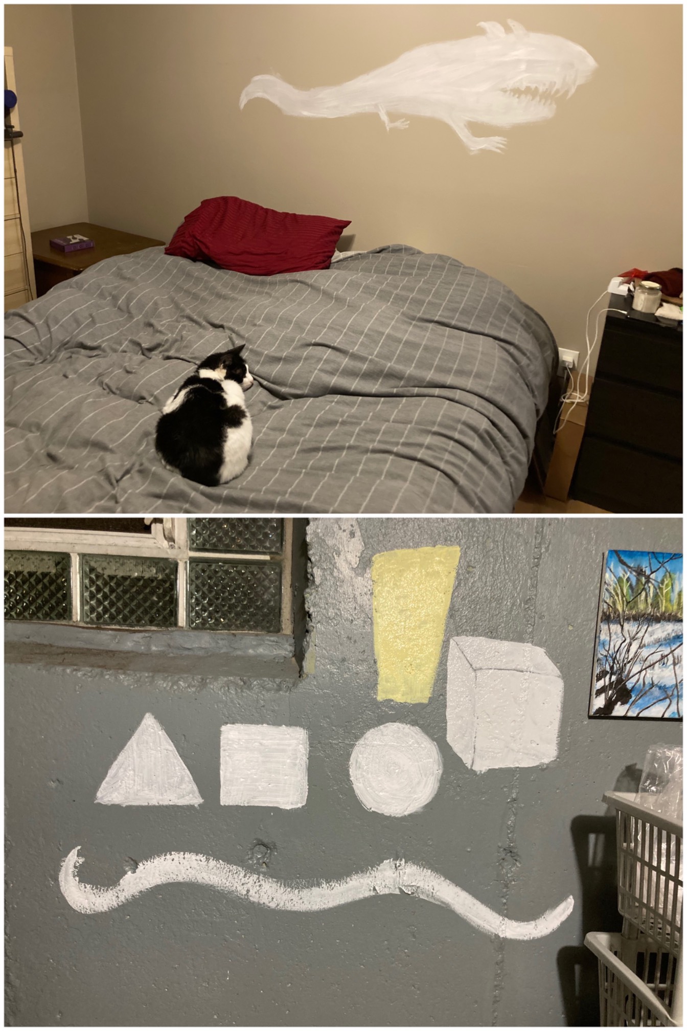 I put down some primer so we can paint test swatches on it later.