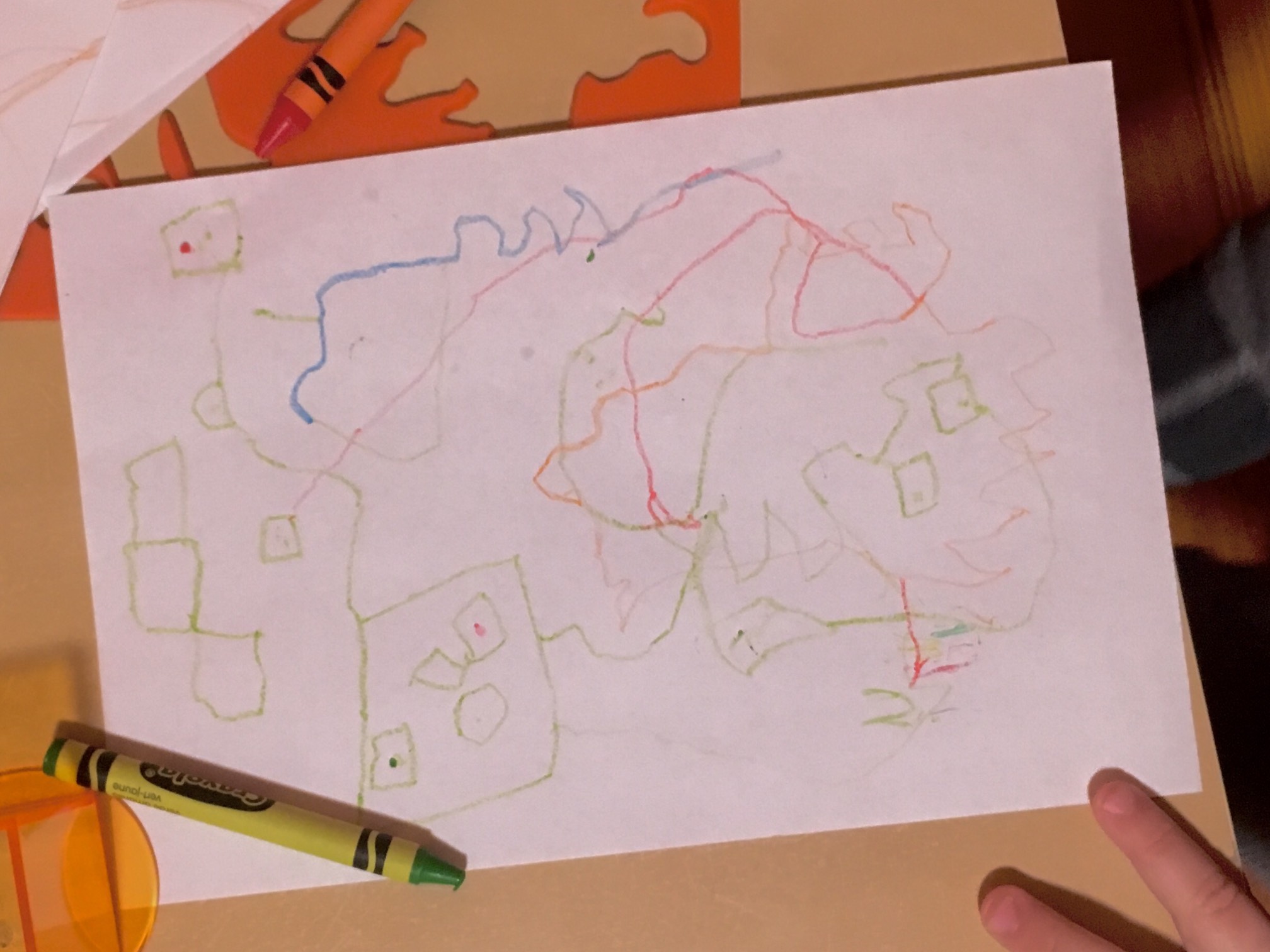 The guy drew a robot with many eyes, most of which are on cords of some sort. He said some are for s