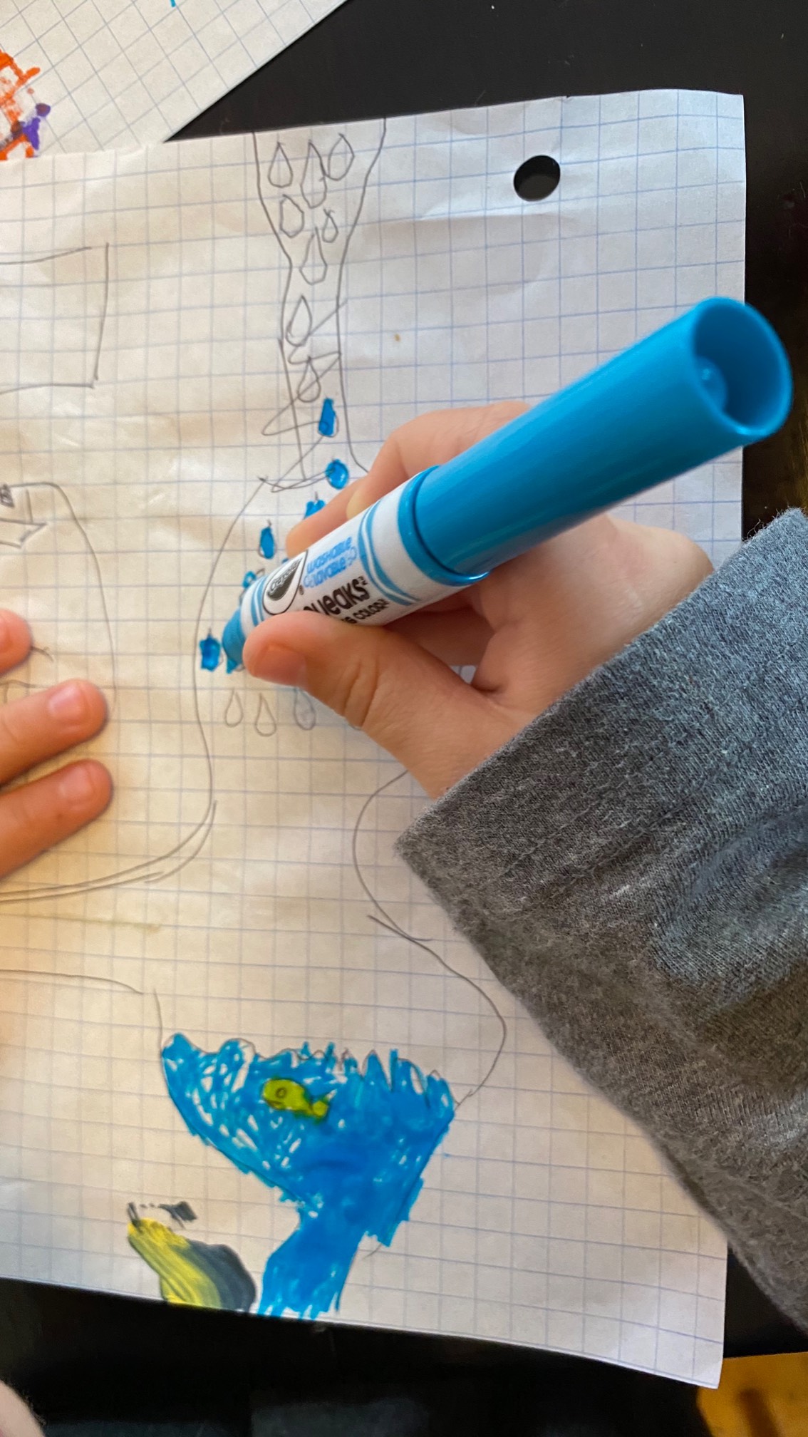 It’s a good afternoon for drawing individual drops of rain.