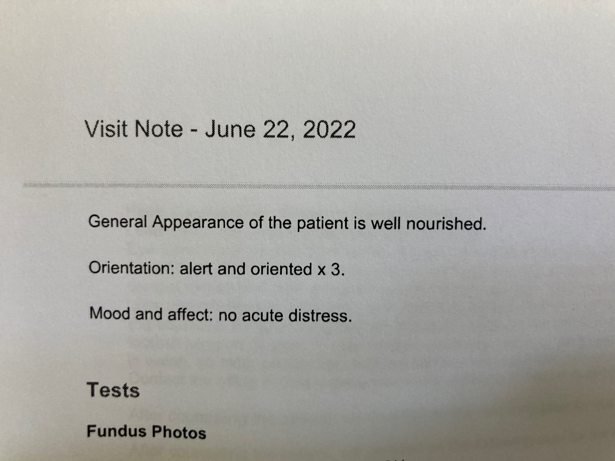I just noticed that my optometrist visit notes remark that I appear well-nourished.