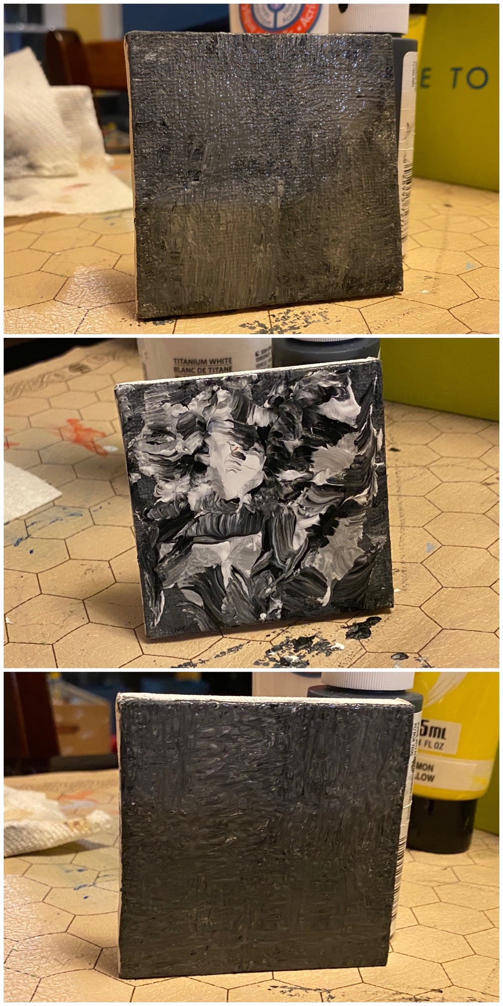 I tried to paint a fuzzy, woven texture, like the kind we have on our chairs. I think all I learned 