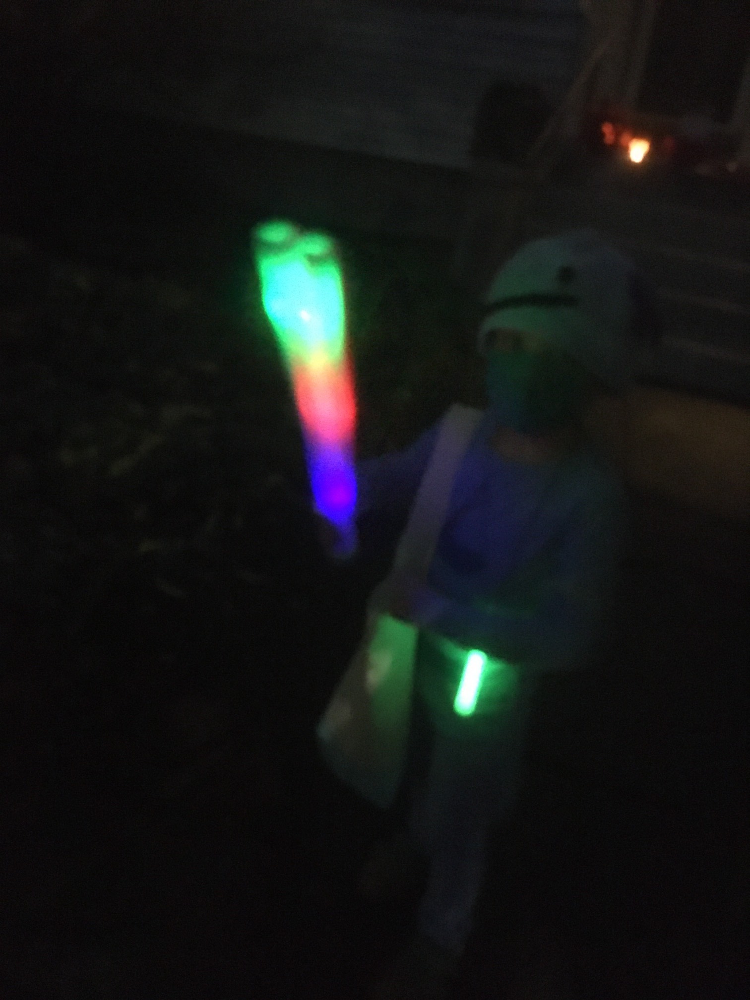 It’s kinda cool that you get more and more equipped with glow stuff as you trick-or-treat these days