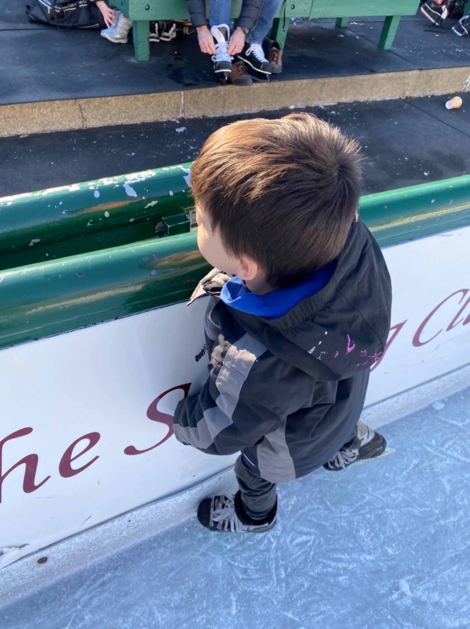 We tried ice skating. We were both like this.