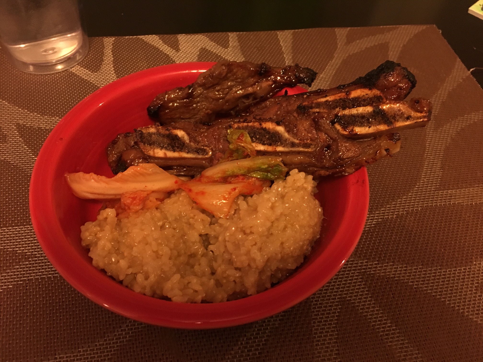 Rice was overly wet, though. Was super sticky, like banana rice. Which makes me we should make banan