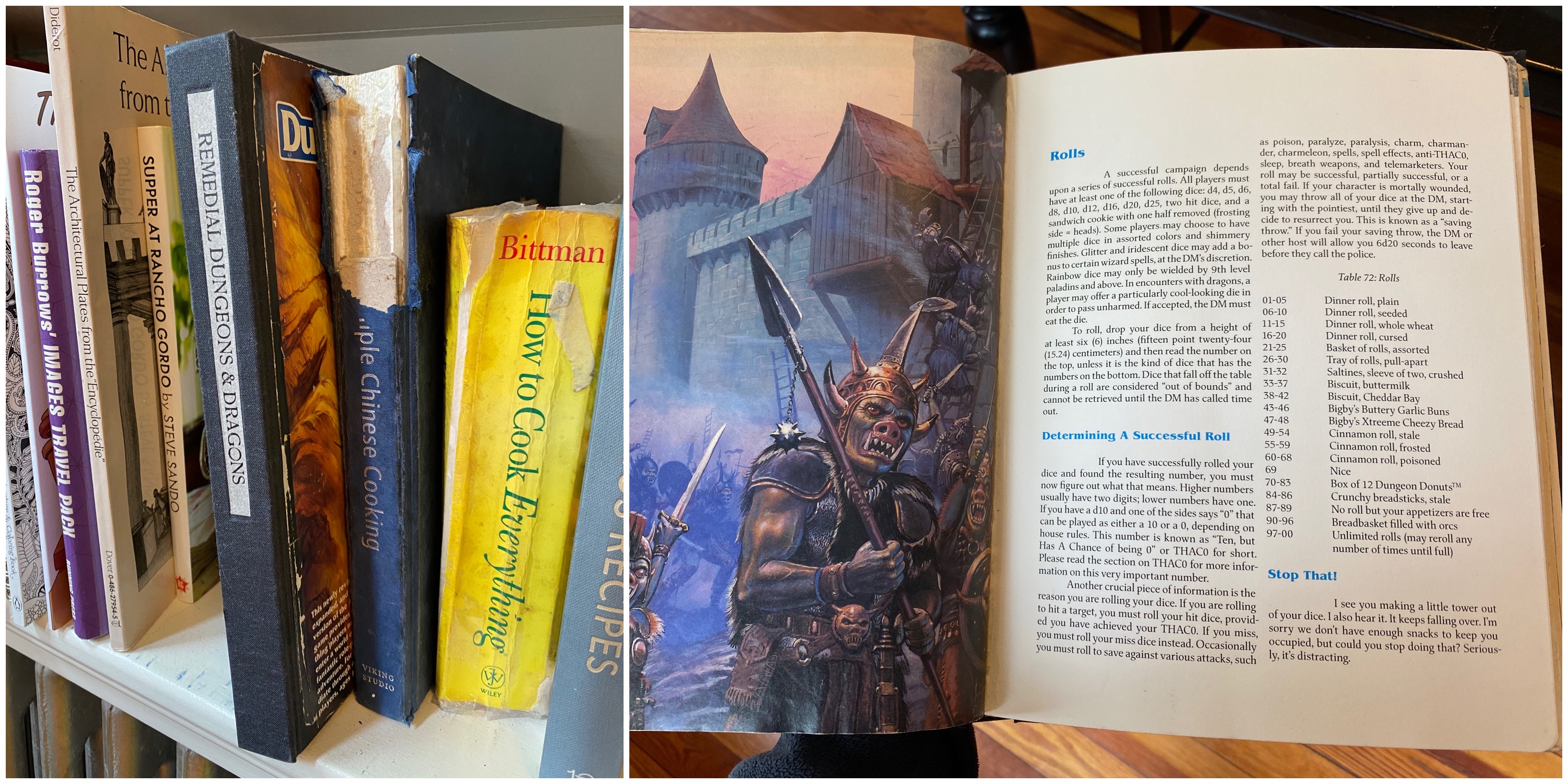 I got my 30-year-old Player’s Handbook rebound! It is no longer falling apart, and we included some 