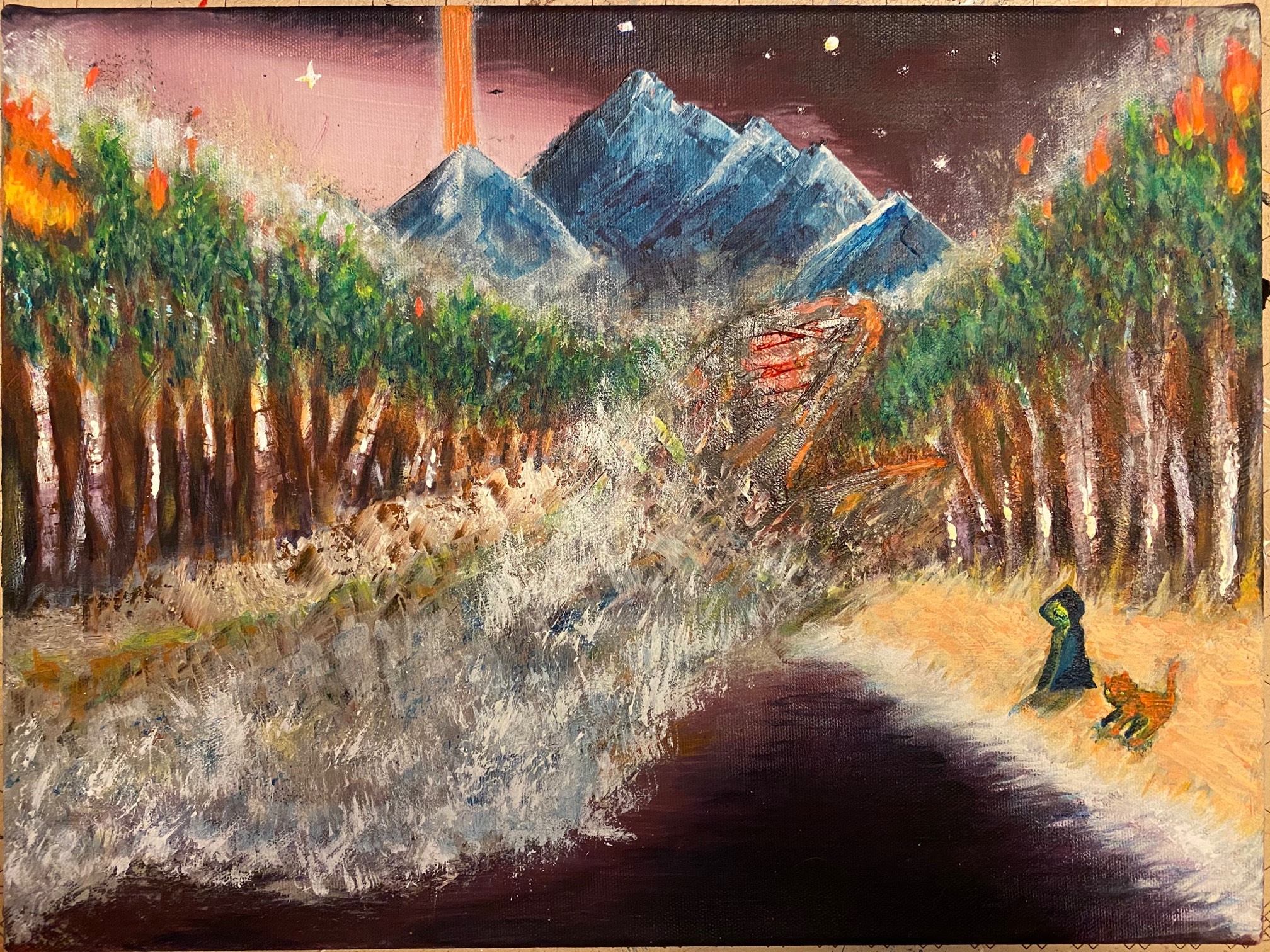 Katt painted a beach yesterday, and she did quickly and way less laboriously than I’m doing it. So, 