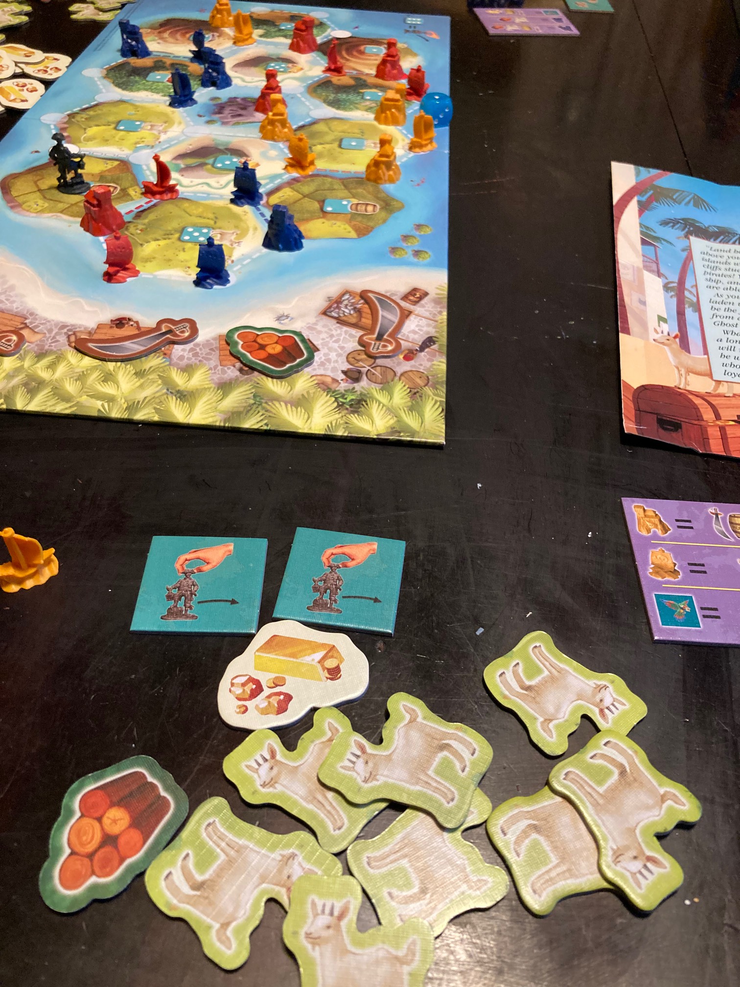 I amassed many goats in Catan Jr.!Also, playing board game as a scheduled event that you kno