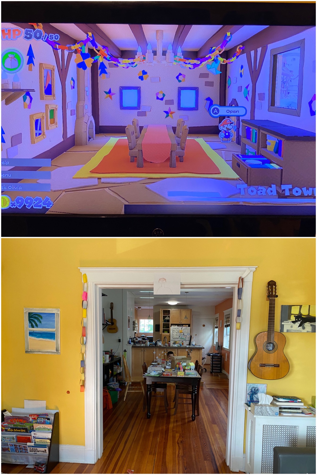 We noticed last night that this house in Super Paper Mario (Origami King) looks a lot like ours.