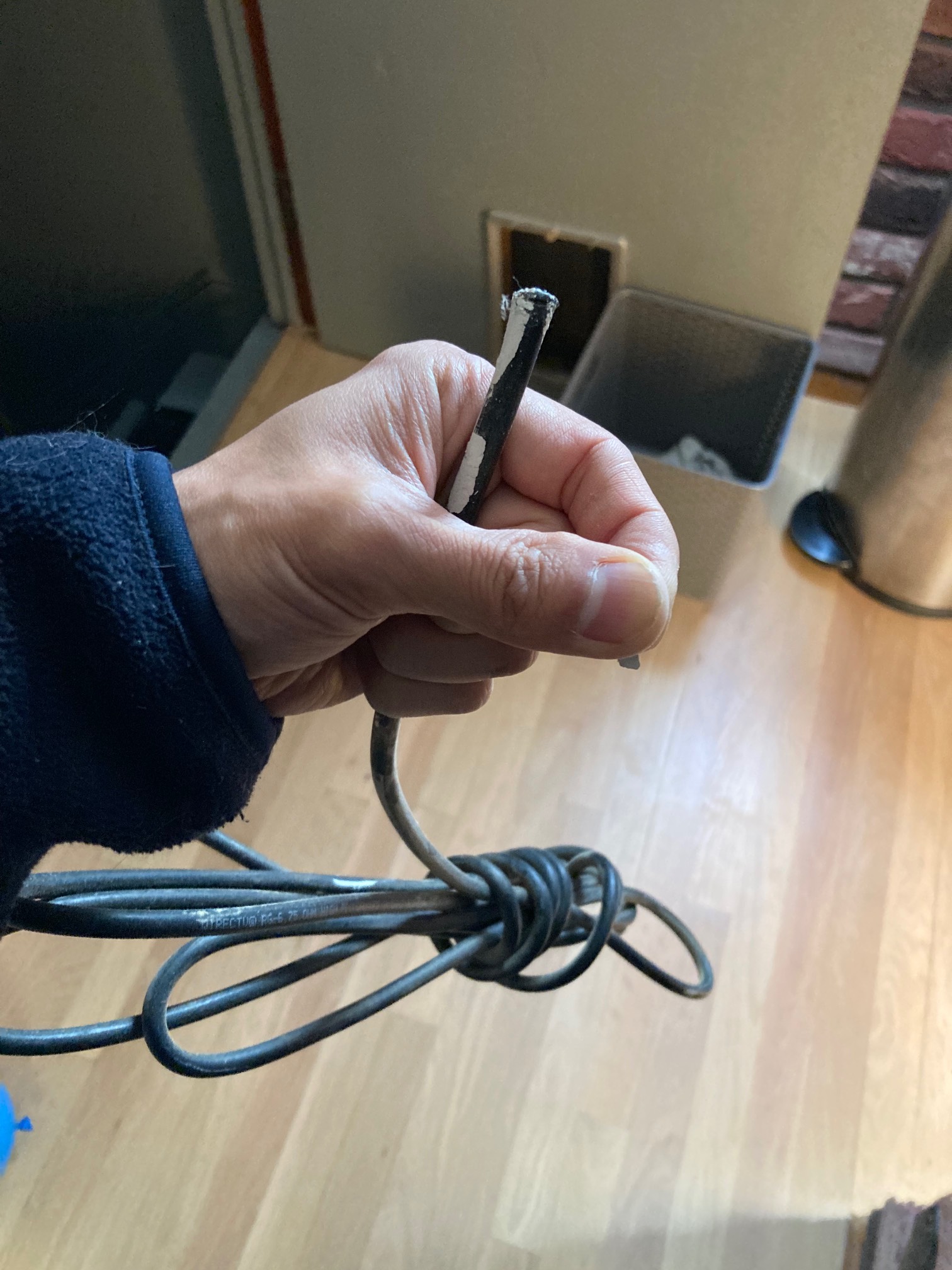 Feels great to have cut this vestigial coax sticking out of the wall.