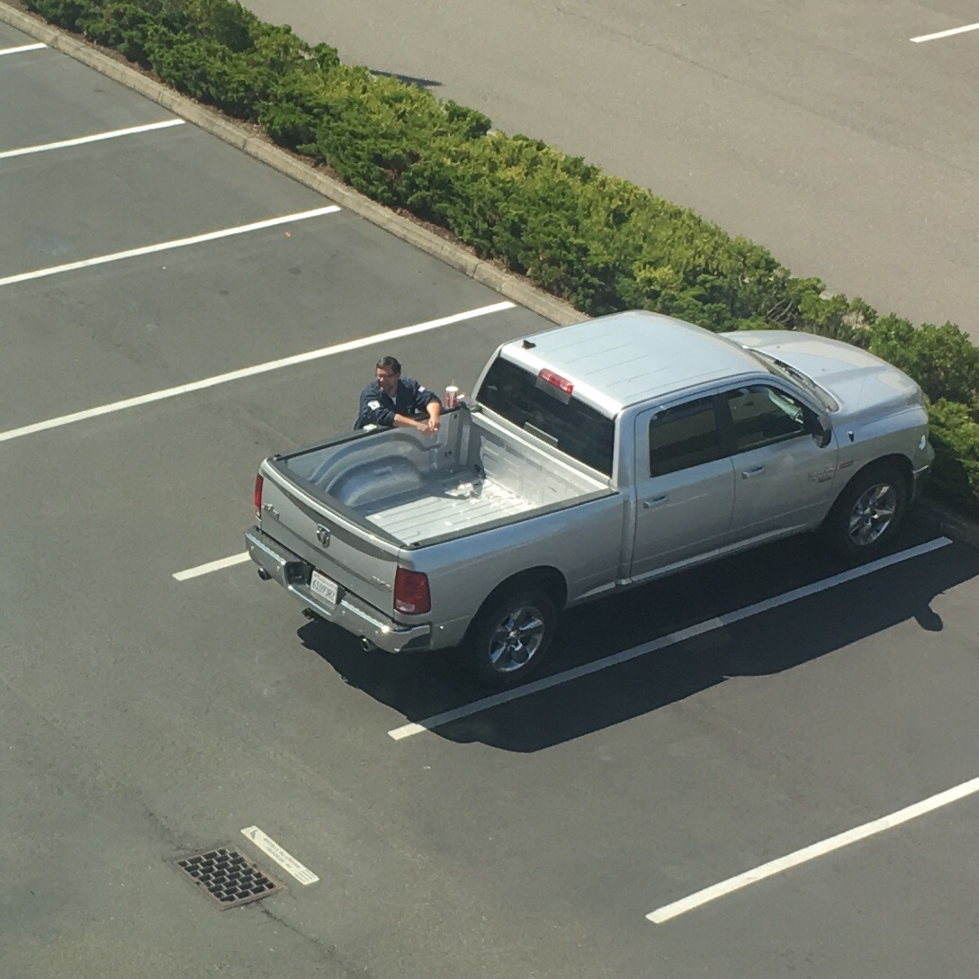 A guy I saw taking a truck break, which looked relaxing.