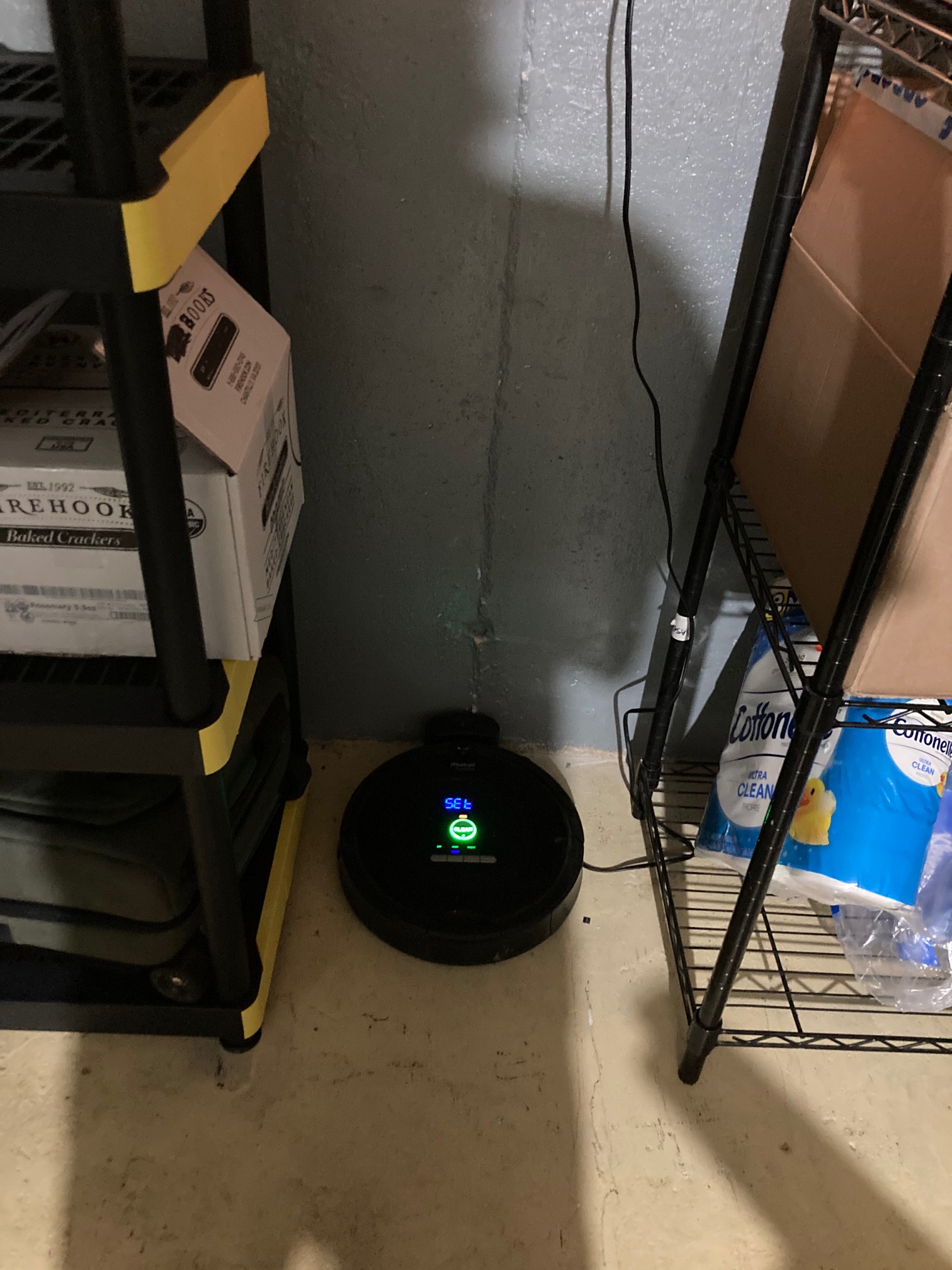 The Roomba has seen better days. It’s new job is to clean half the basement, and I’m curious to see 