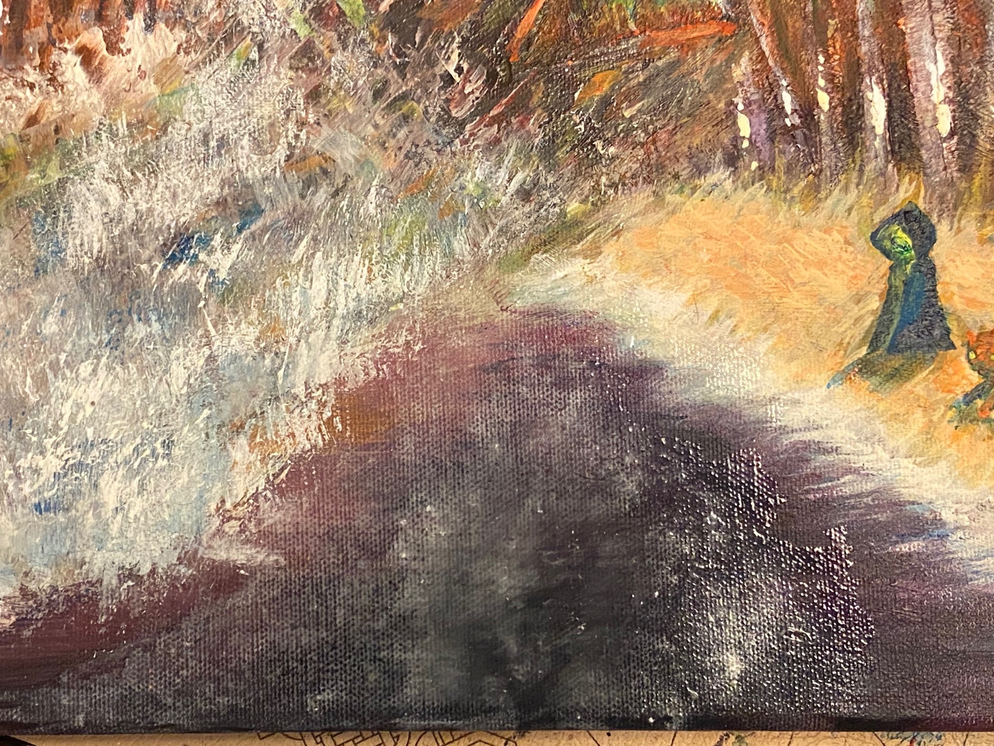 Tried to use this really wet, mostly water mix to add ripples. Would’ve worked, but unfortunately, r