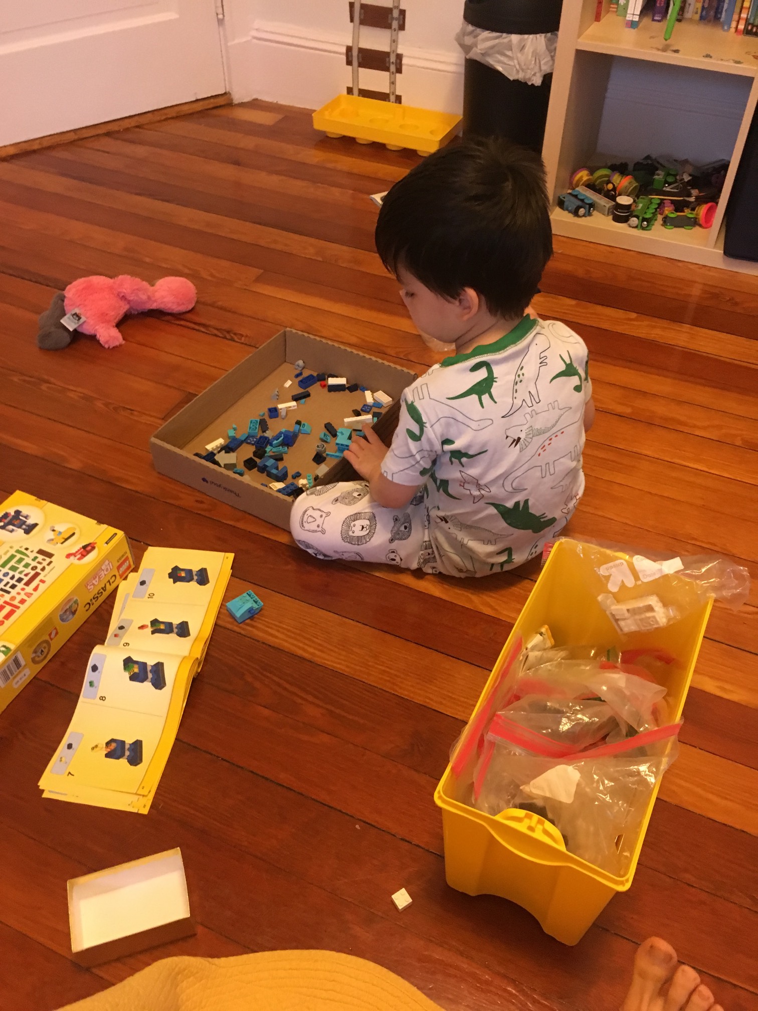 Using the search box! (And by search box, I mean a box we can dump a bag of Legos into so we can spr