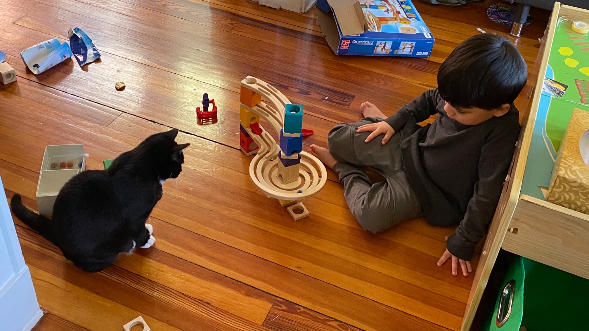 Everyone still enjoys the marble run.