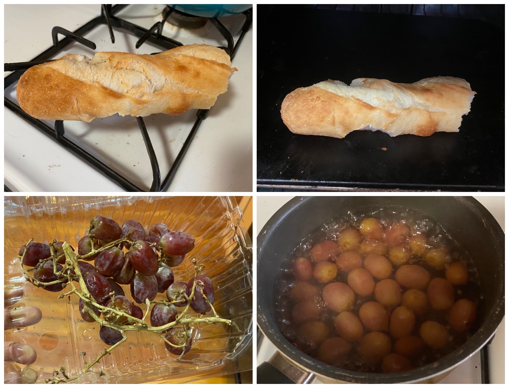 So, I did the Bon Appetit trick where you run water over stale bread and then reheat to make it fres