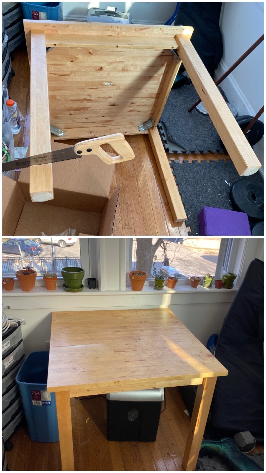 I finallu cut this table down to the ergonomically correct height. It’s way more usable now.