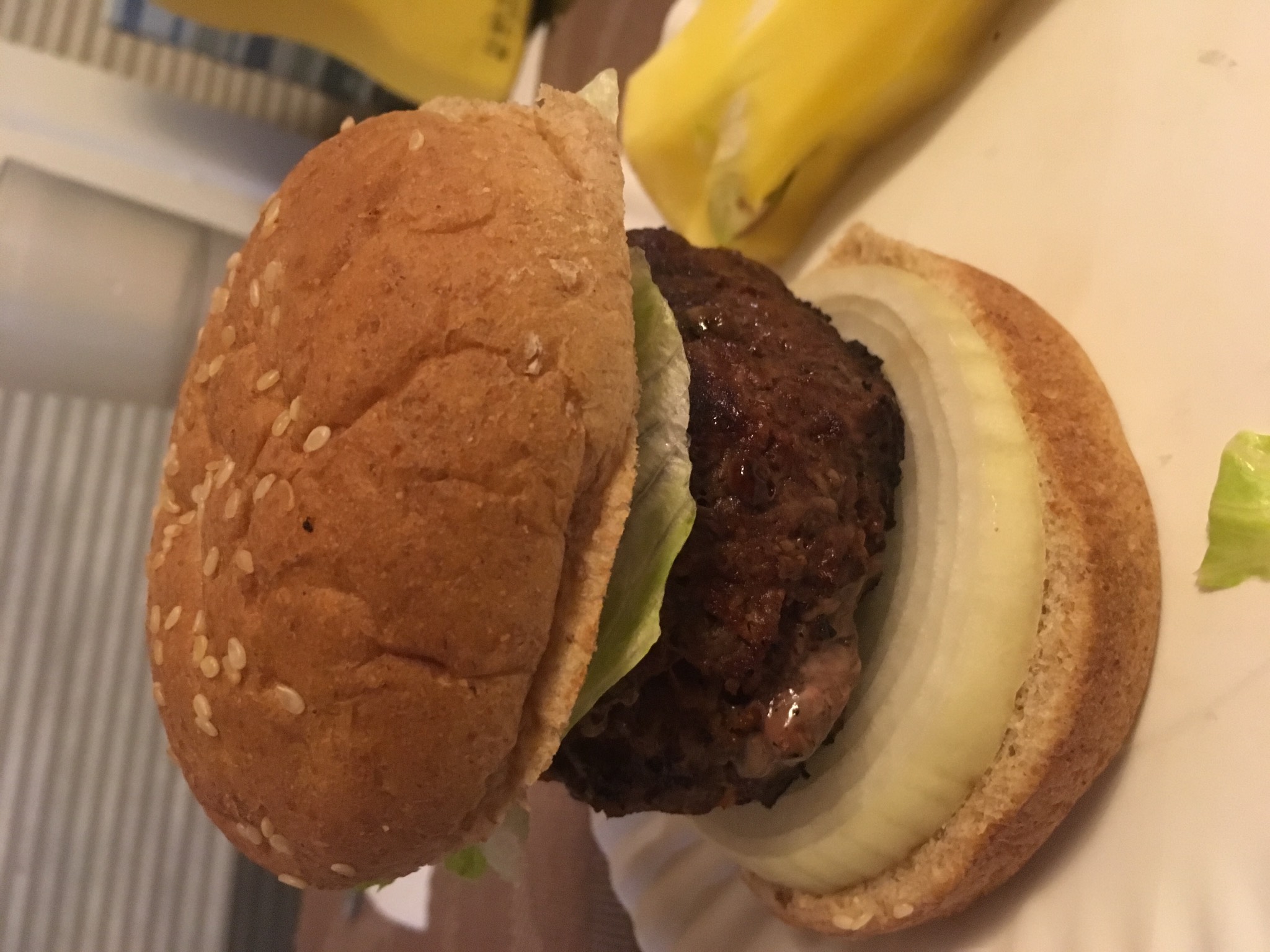 A full disc of onion is the right amount of onion for a third-pound burger. 