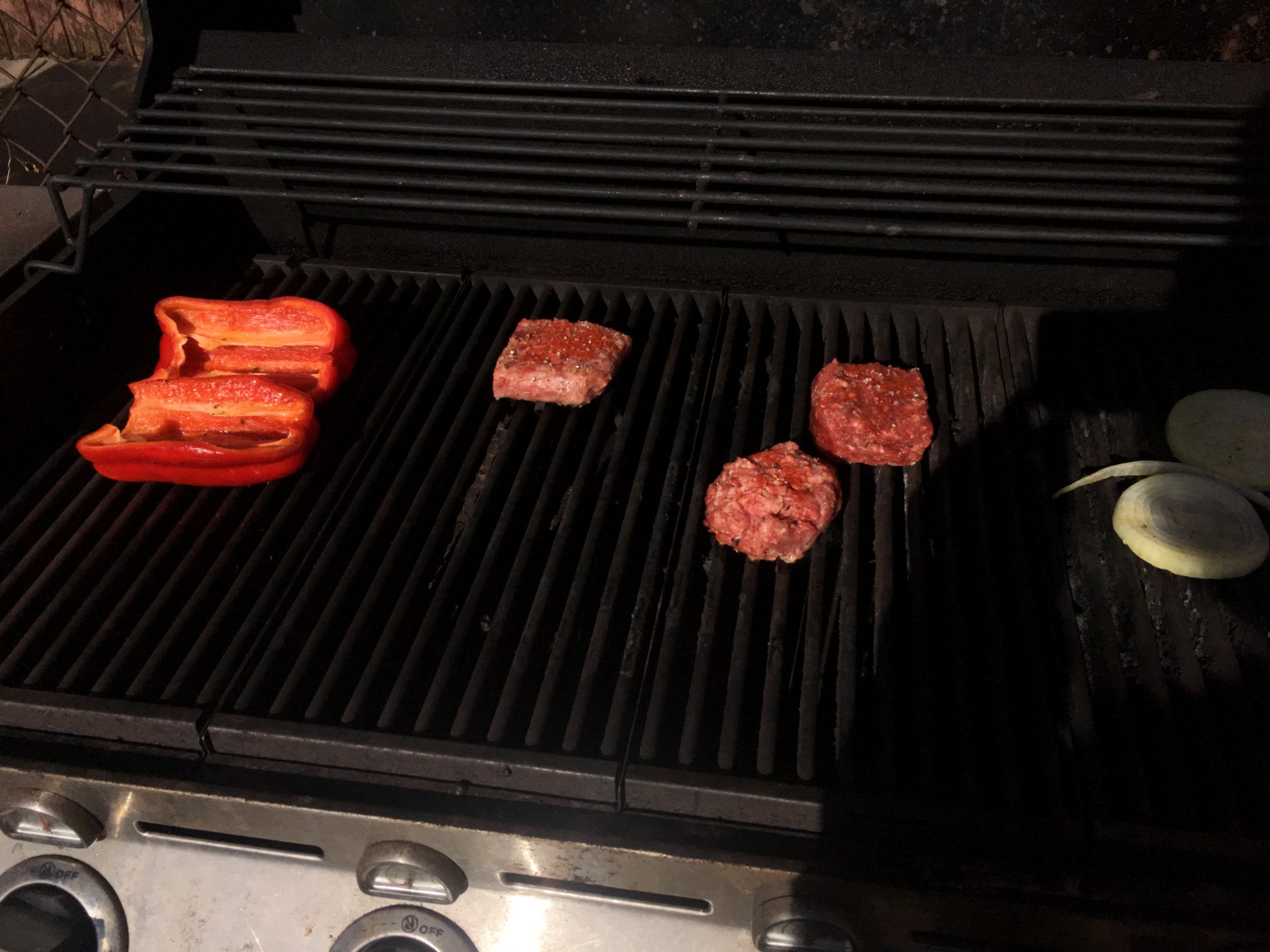 Hamburger, lambburger, and blamburger (beef-lamb combo in the tradition of the gyro cones)