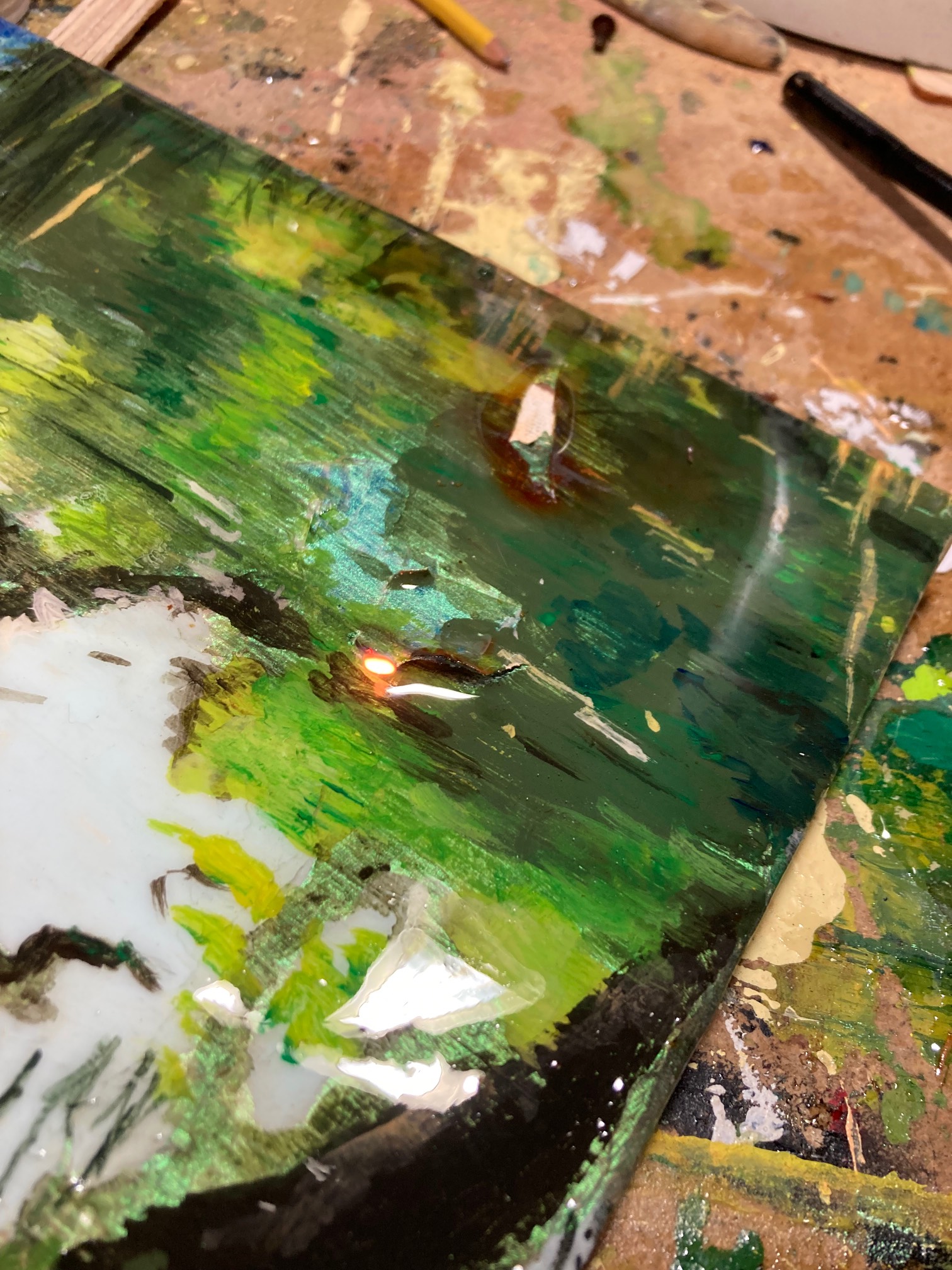 Painting with epoxy chipped off