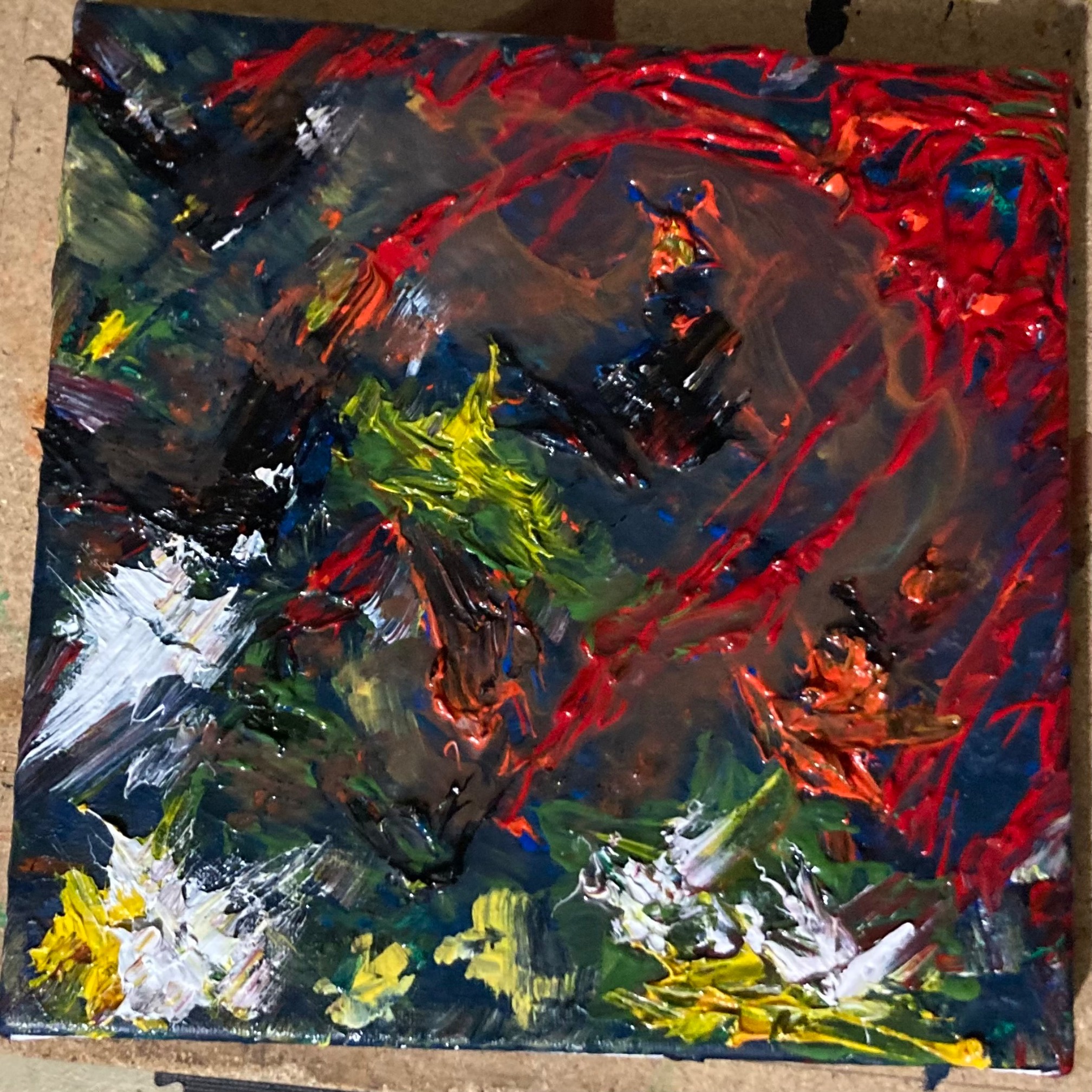 I poured water on my painting, which I think looks good, but obviously it can’t stay like this, so I