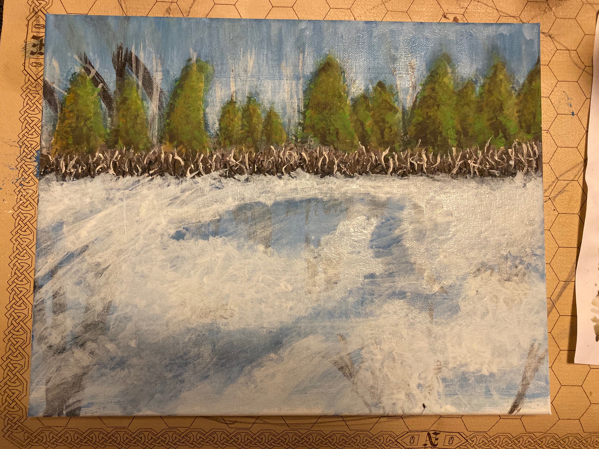 Trying to re-ice the depression here, but added overly thick paint. Come to think of it, I should ad