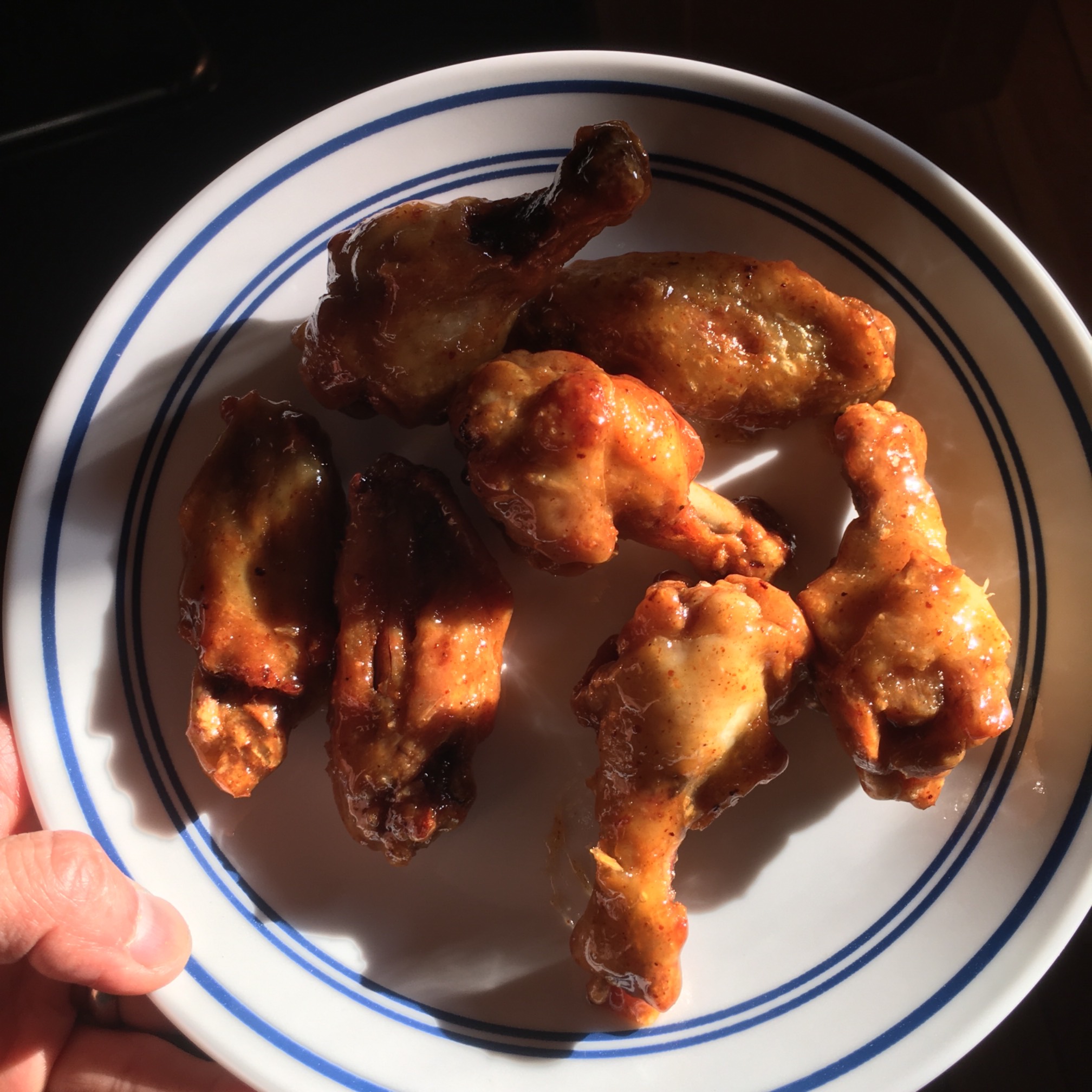 Honey glazed wings for the guy.