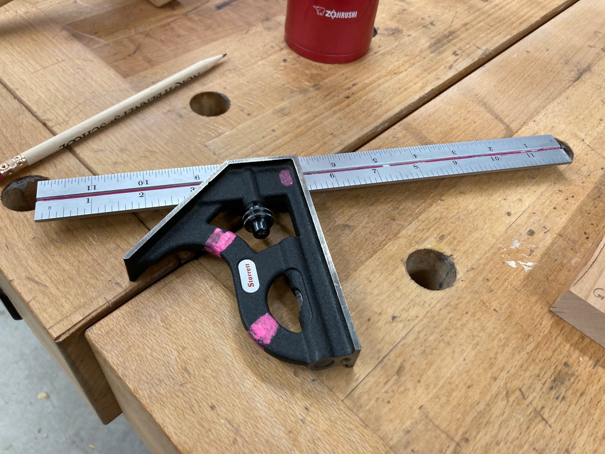 Two things I learned from woodworking class:1. I enjoy chiseling wood.2. Combination squ