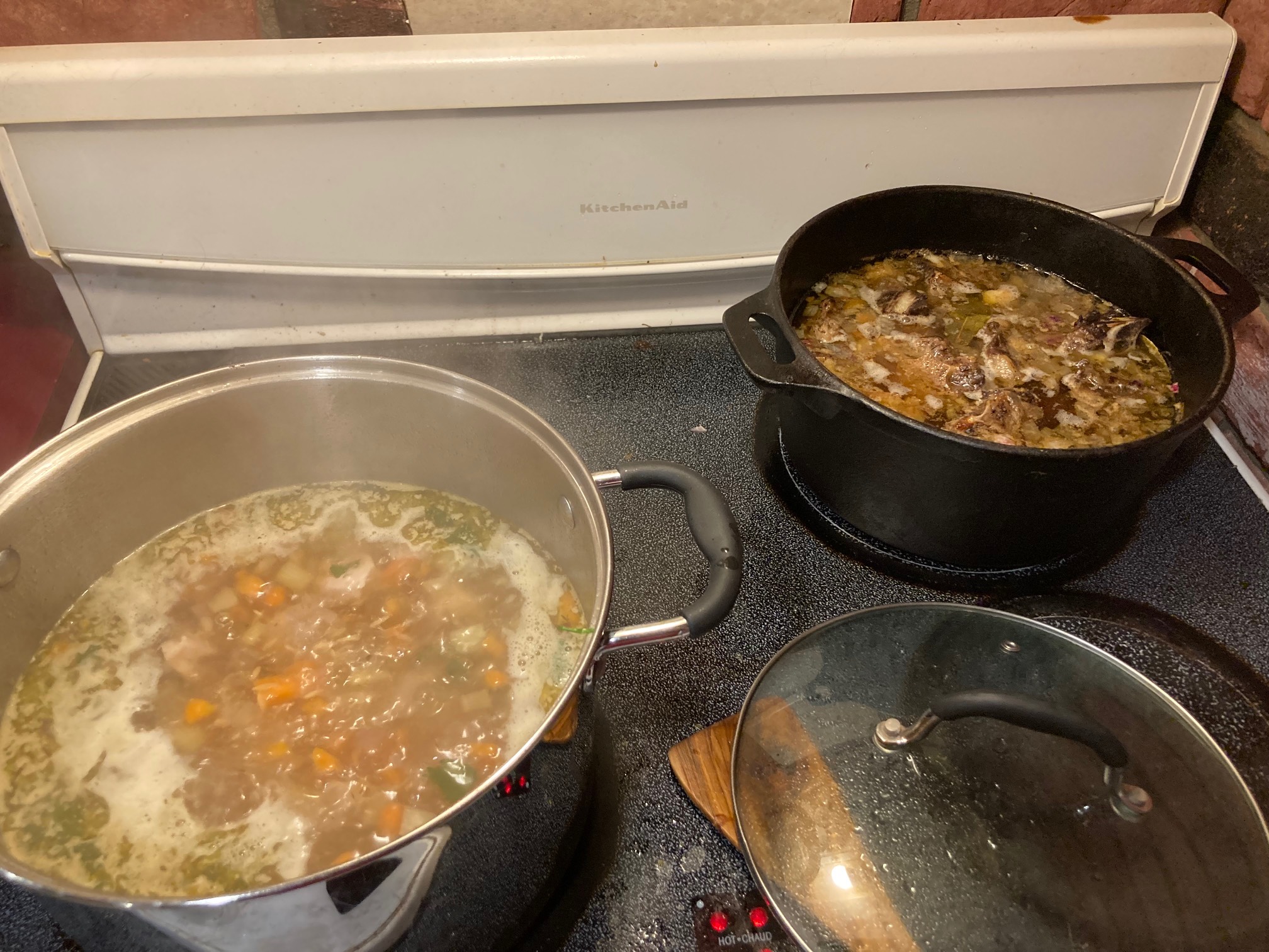 Two pots on stove