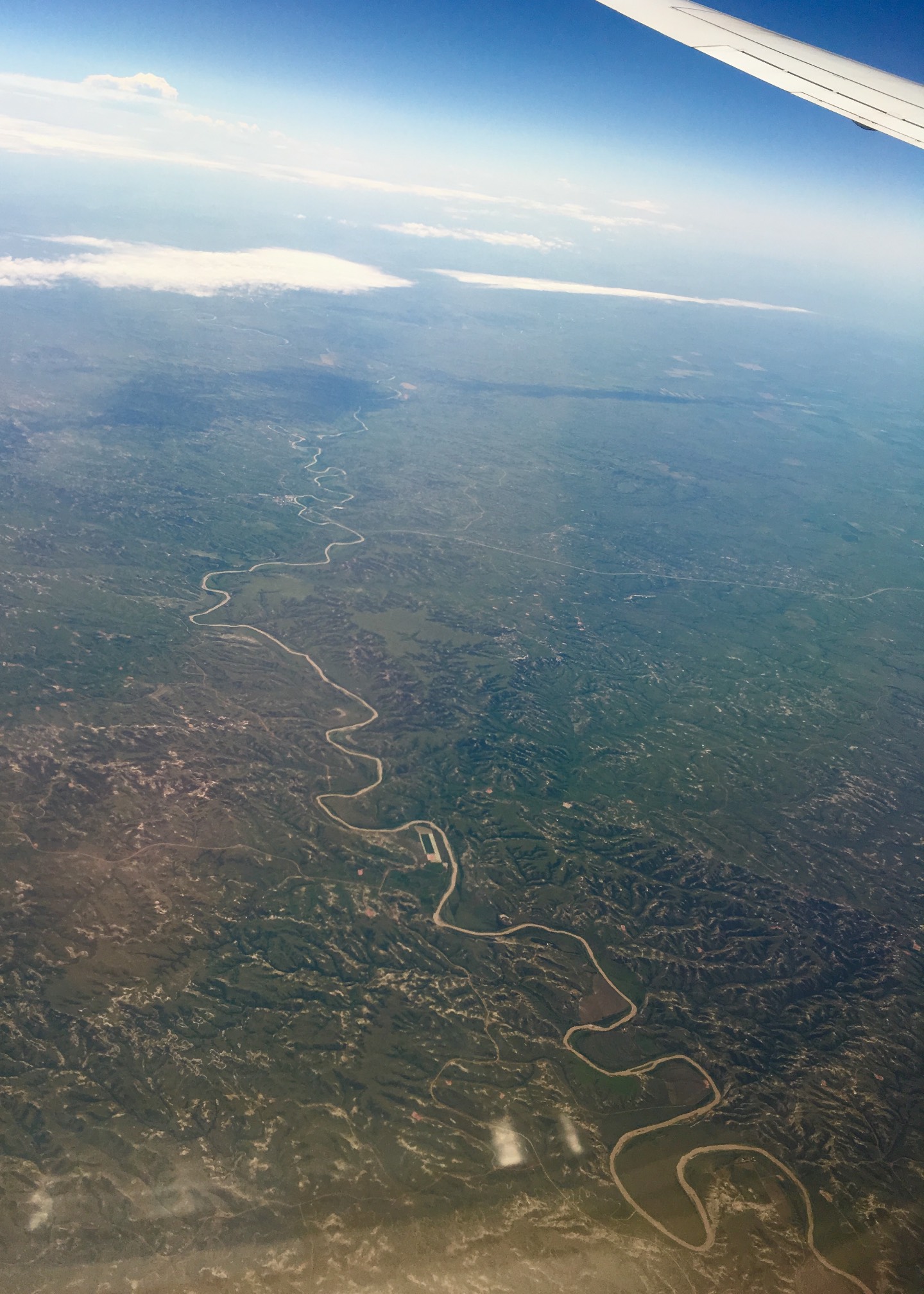 Somewhere over Watford City, Sidney, and Dickinson, North Dakota.