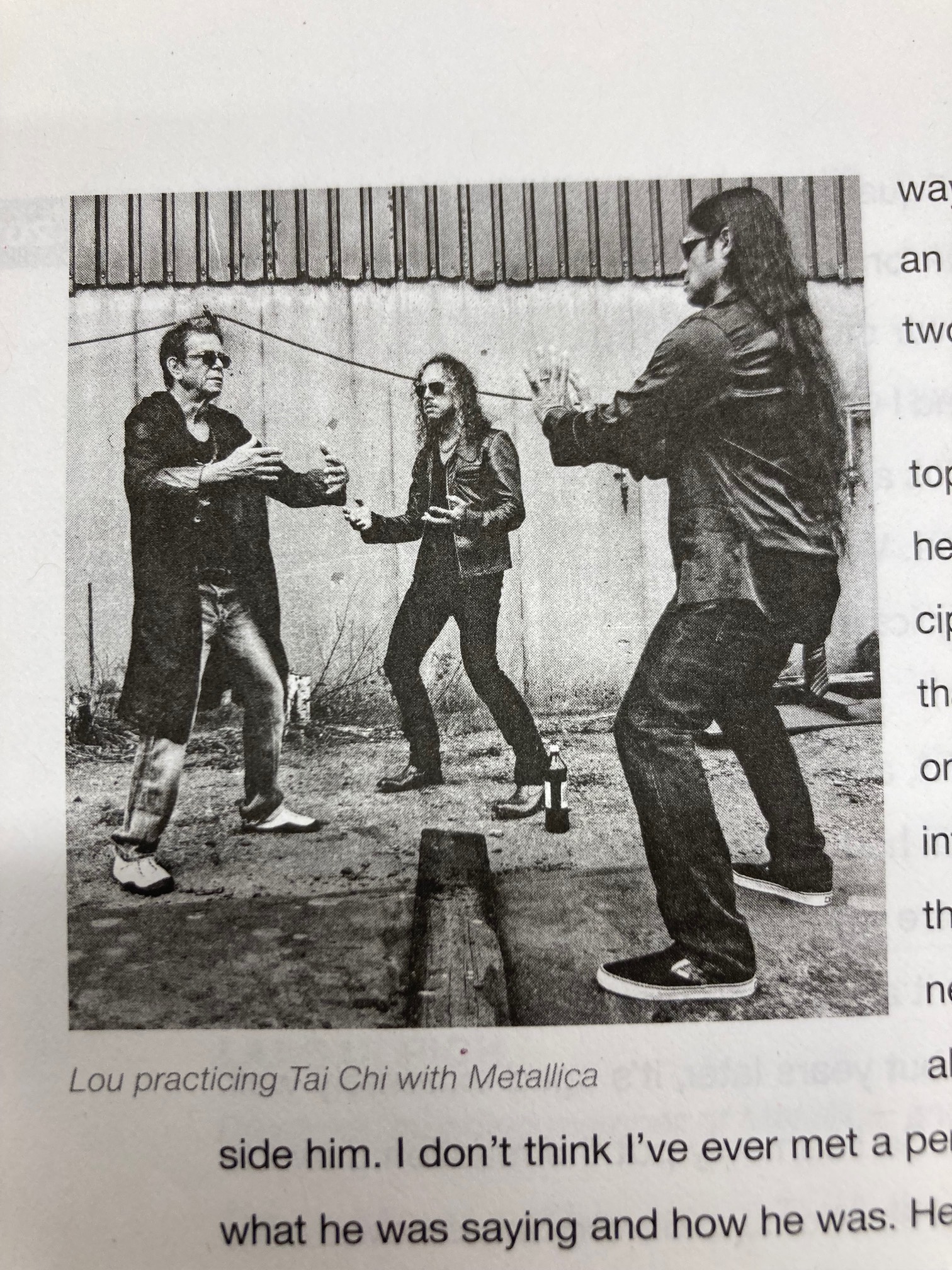 Lou practicing Tai Chi with Metallica