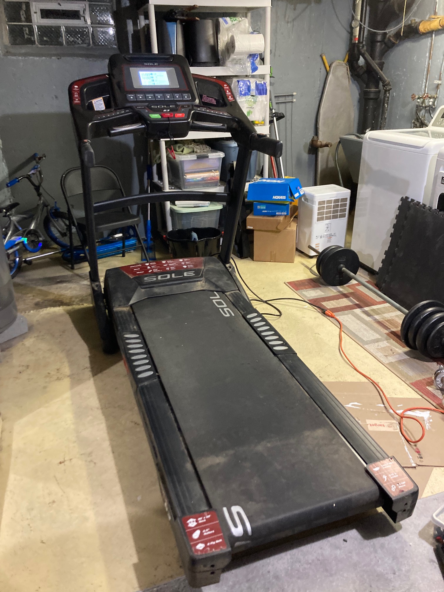 Treadmill in basement