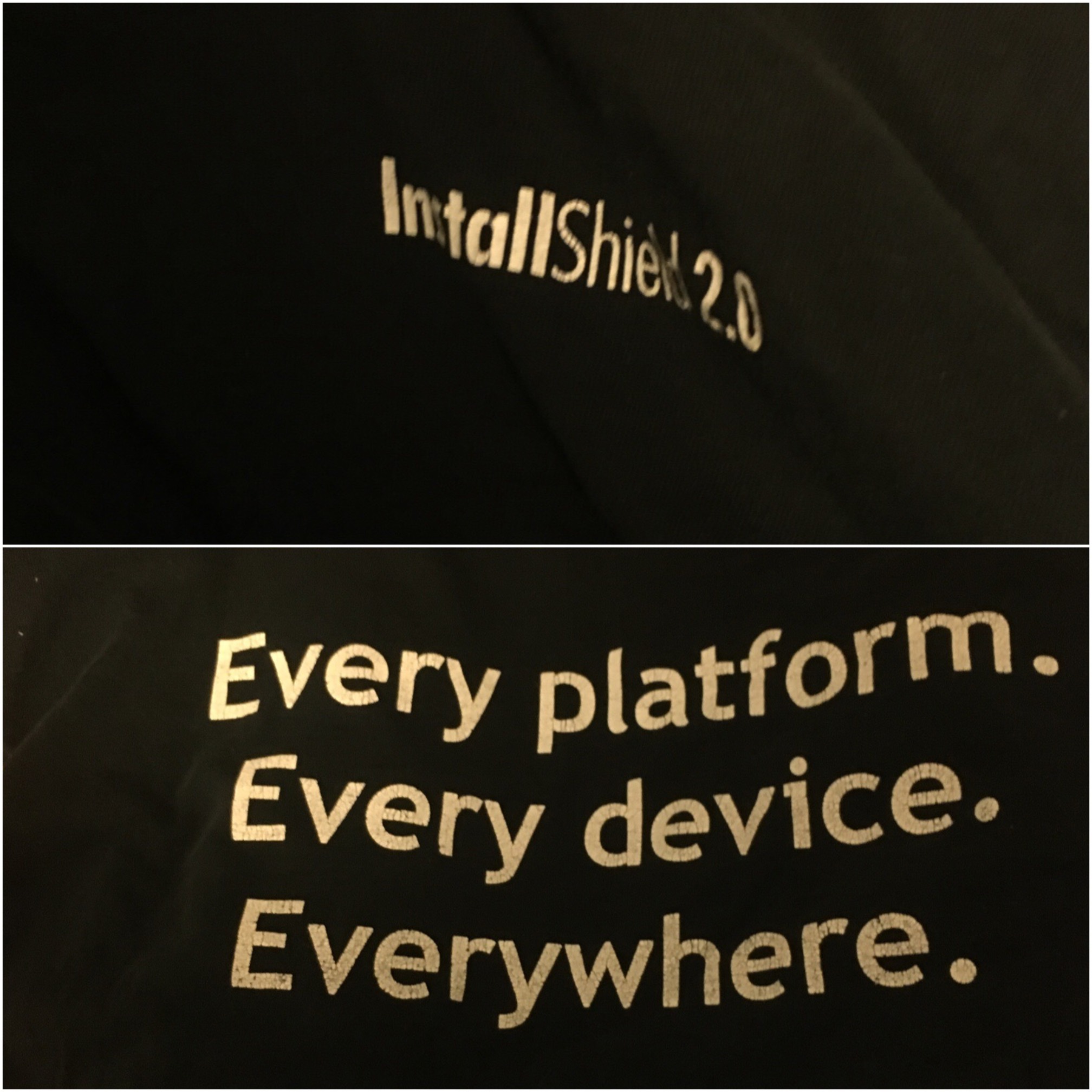 Gathered up and donated three bags of clothes this evening, including this ye olde software promotin