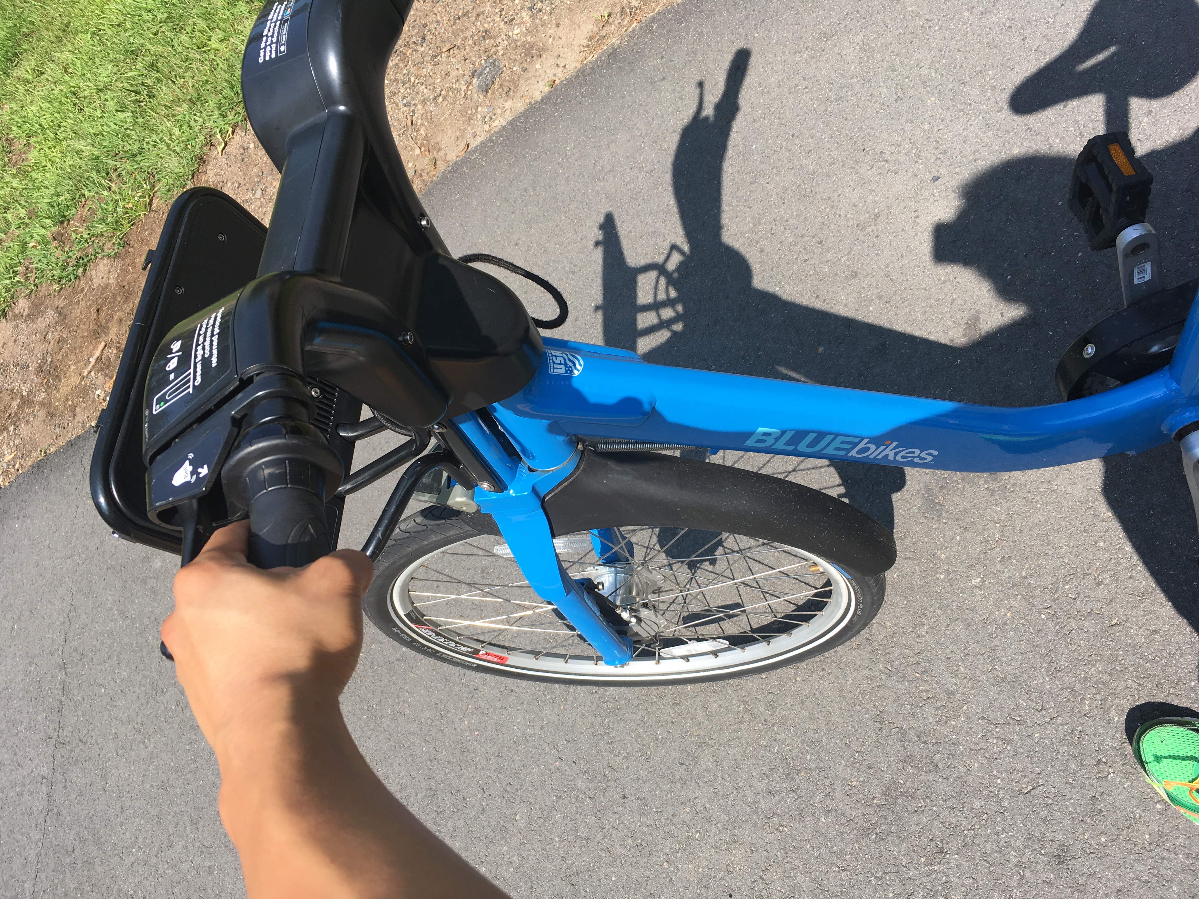 On a whim, I paid $1 and took a rental bike back to work from my walk. I don't think I've ridden a b